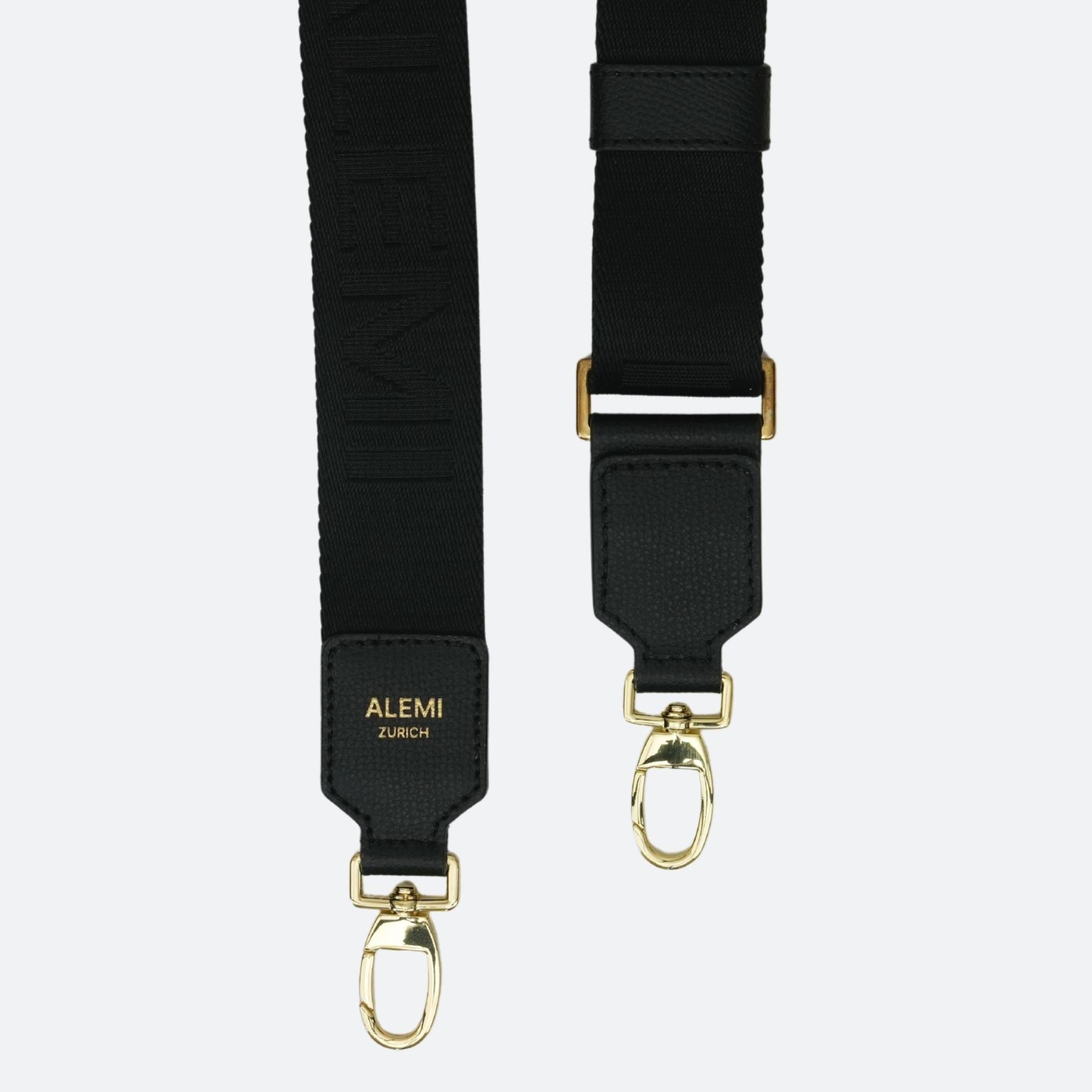 ALEMI Zurich | Adjustable Strap | Black | Pebbled Leather | Strap Locks
