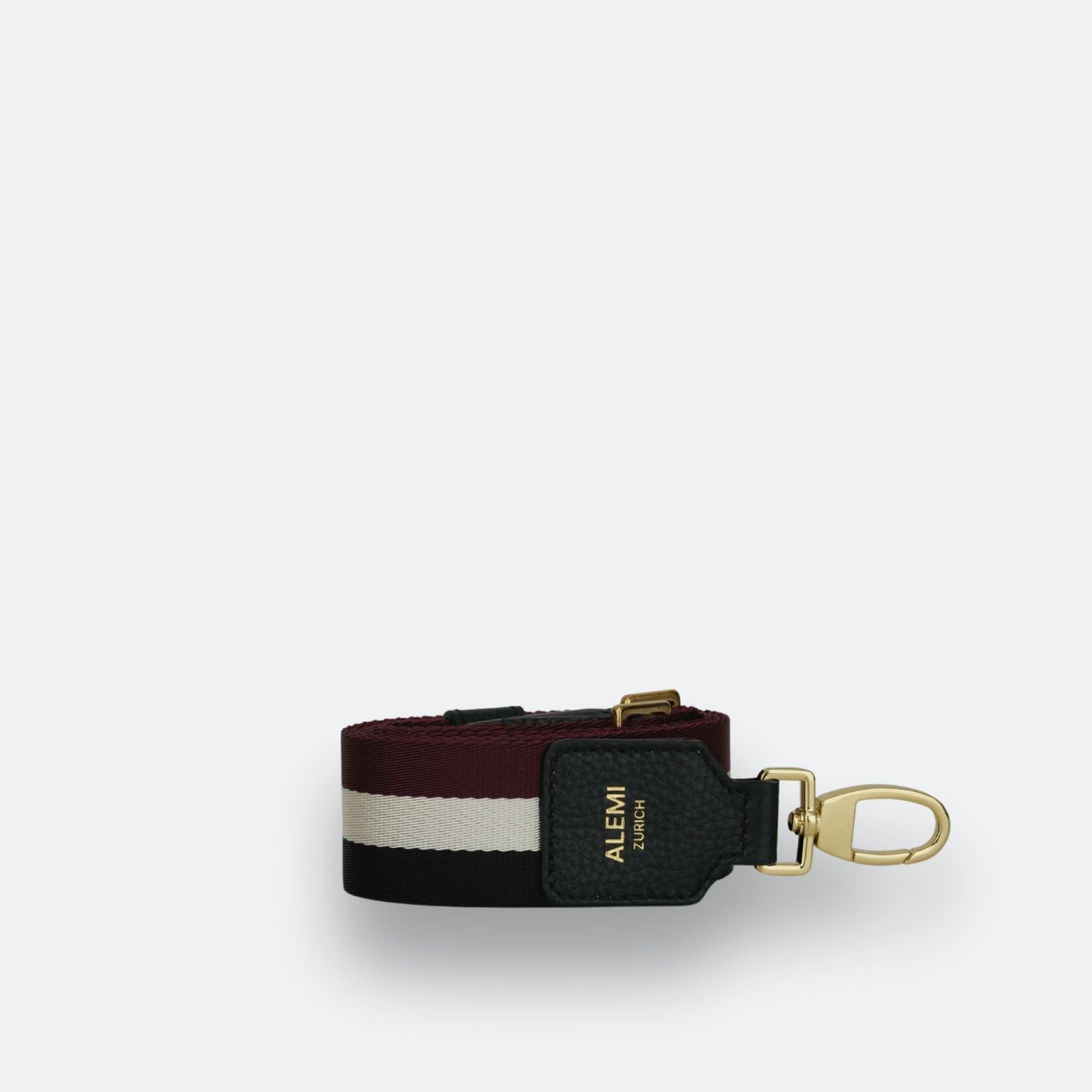 ALEMI Zurich | Adjustable Strap | Black with Maroon | Soft Grain Leather | Front