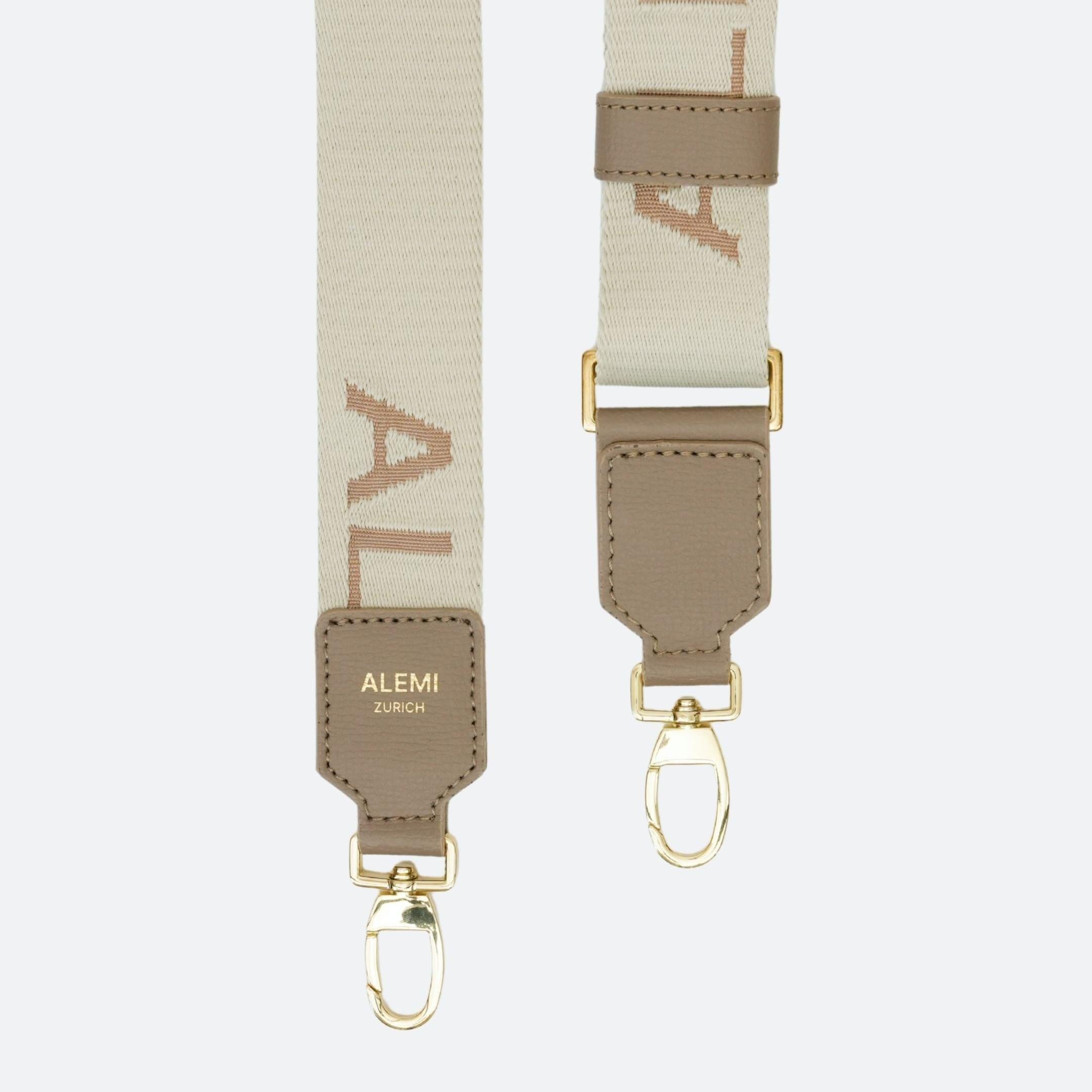 ALEMI Zurich | Adjustable Strap | Greige | Pebbled Leather | Strap Locks
