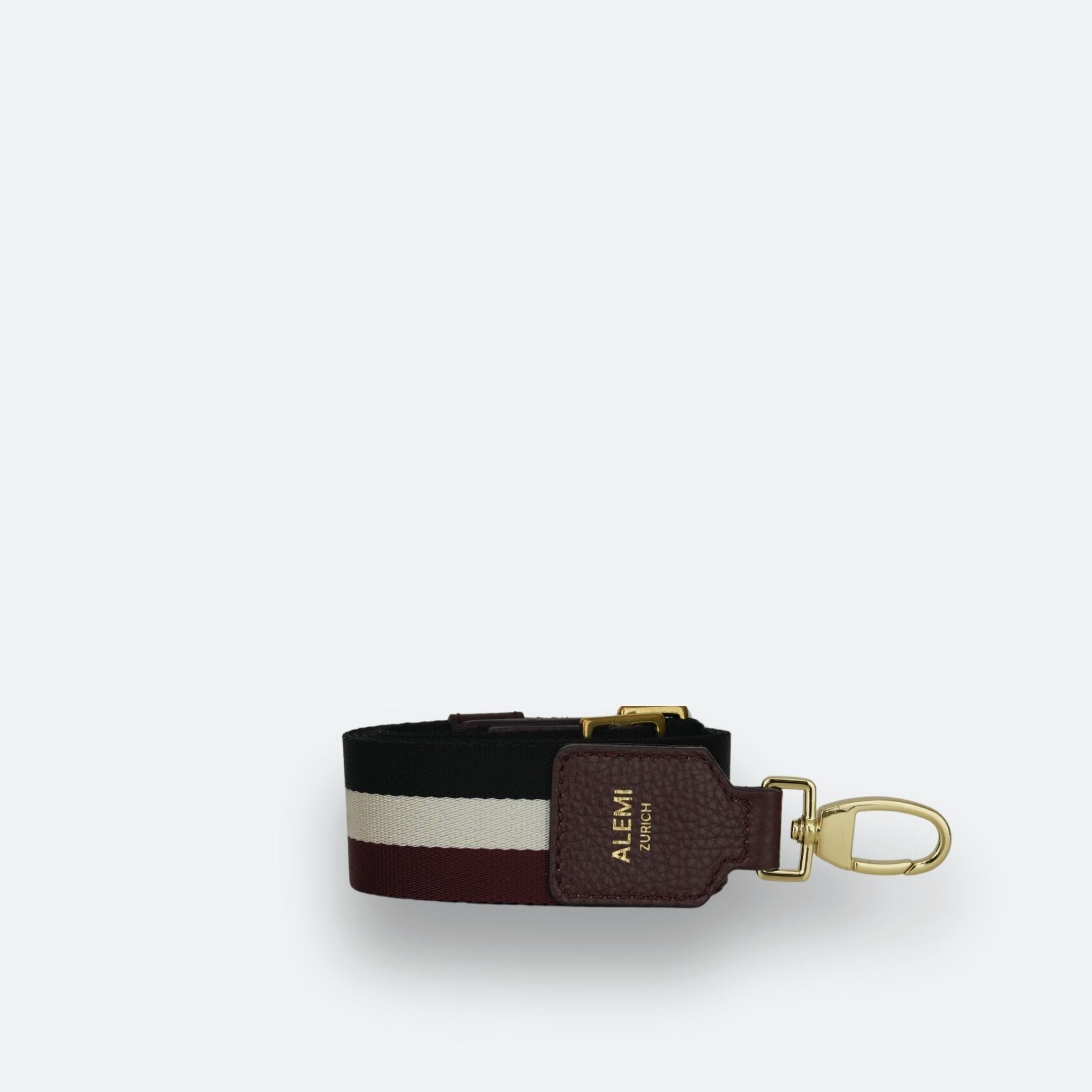 ALEMI Zurich | Adjustable Strap | Maroon with Black | Soft Grain Leather | Front