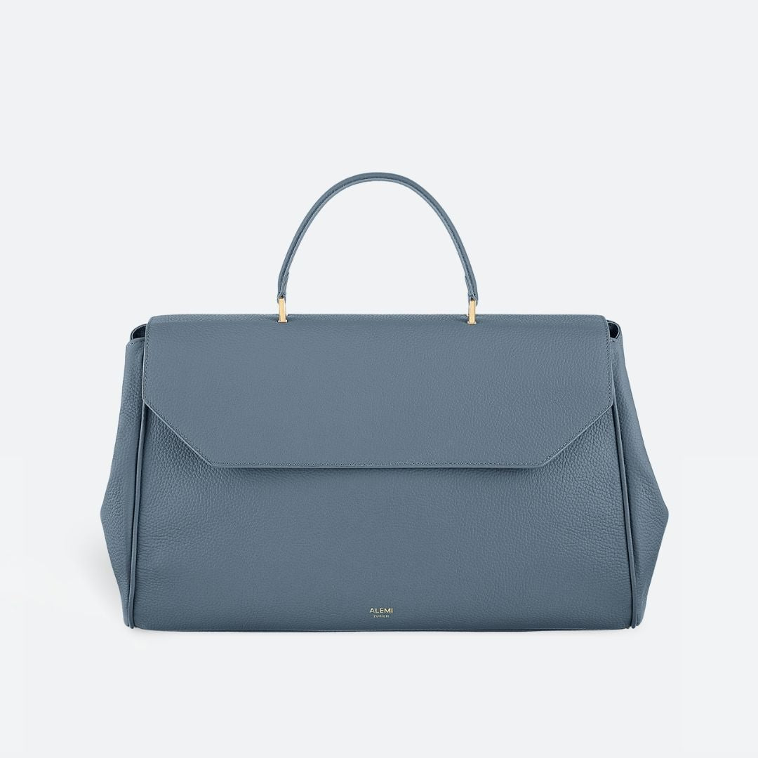 ALEMI Zurich | BELLEVUE | Laptop Bag | Ice Blue | Softgrain Leather | Bag front