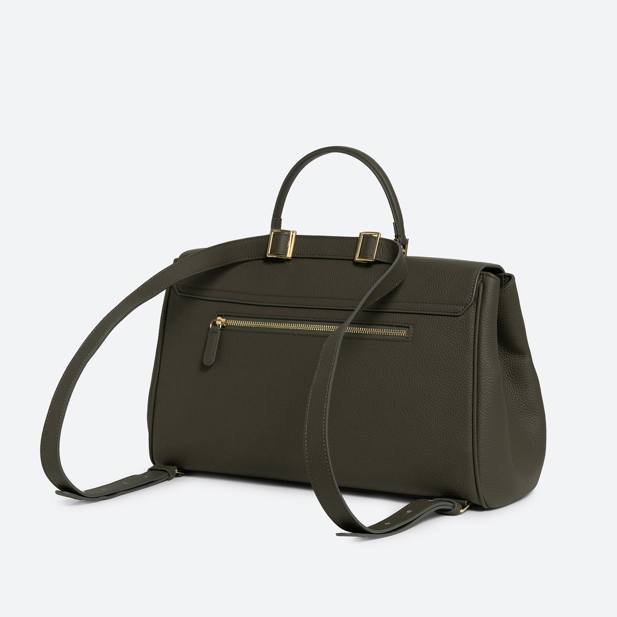 ALEMI Zurich | BELLEVUE | Laptop Bag | Olive Green | Soft Grain Leather | Bag with backpack straps