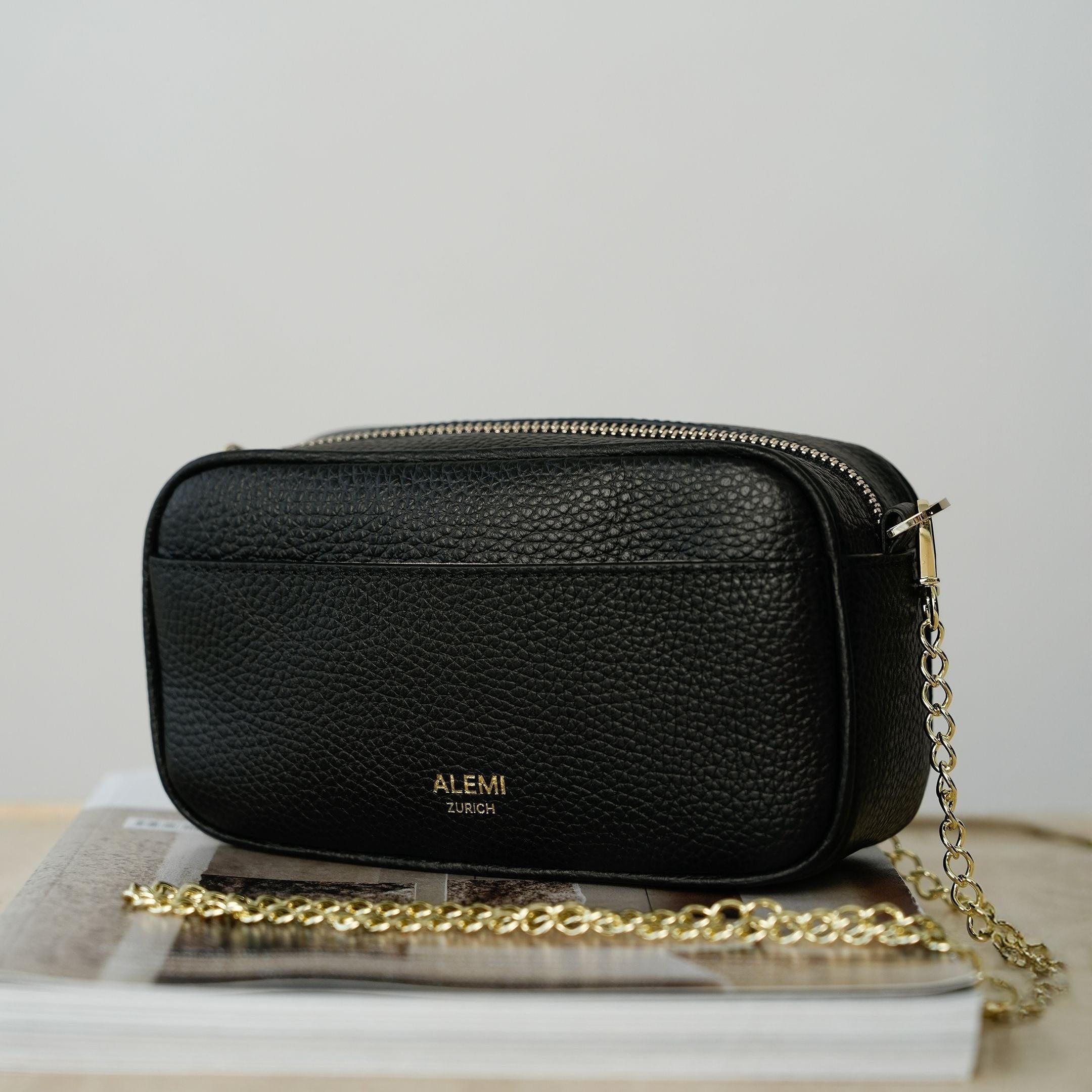ALEMI Zurich | BELVOIR | Small Bag | Black | Soft Grain Leather | Bag front