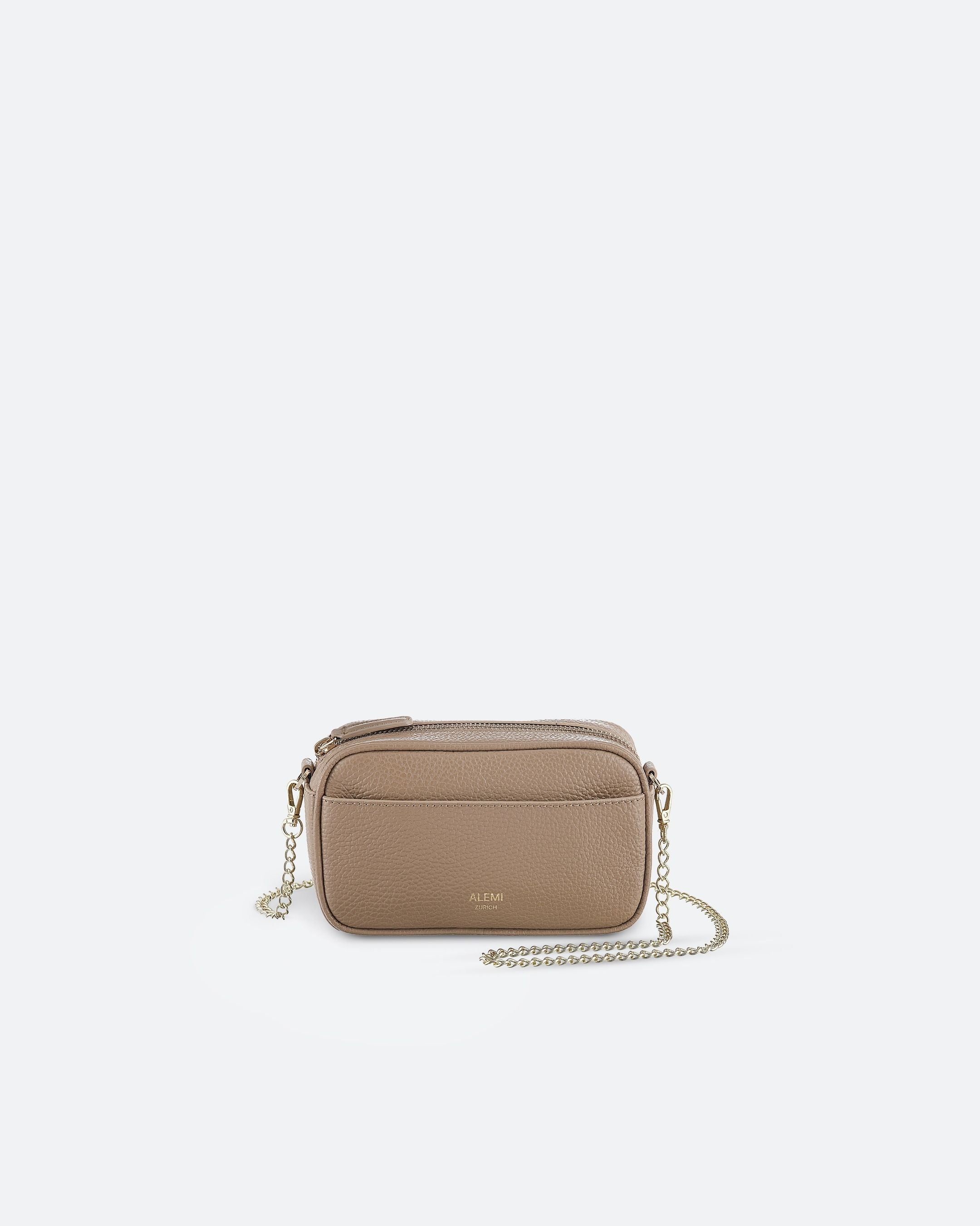 ALEMI Zurich | BELVOIR | Small Bag | Greige | Soft Grain Leather | Bag front white