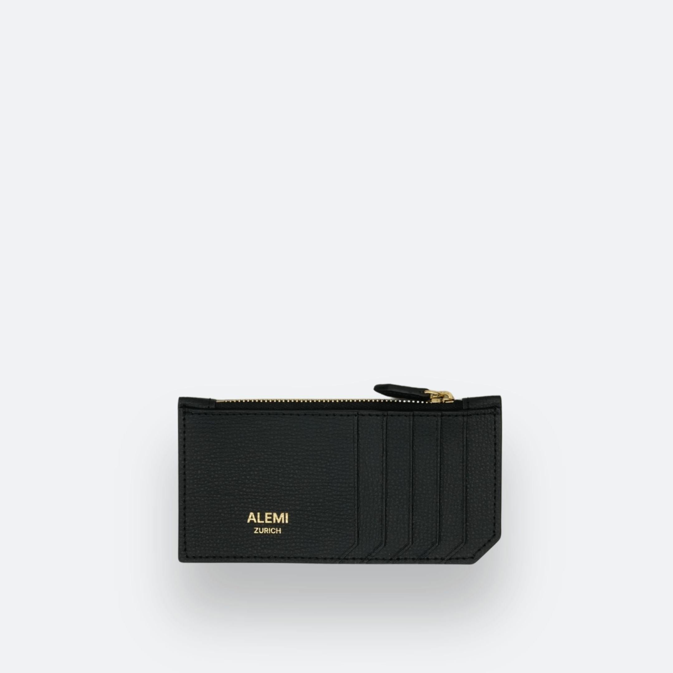 ALEMI Zurich | CARDHOLDER | Accessoires | Black | Pebbled Leather | Front white