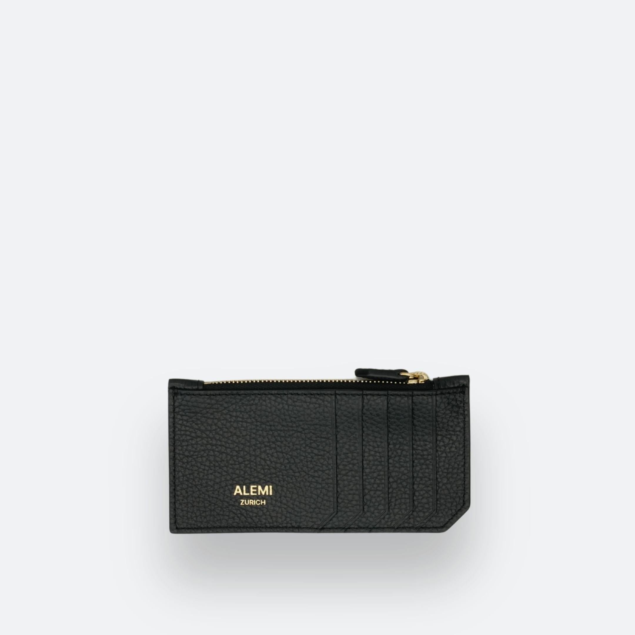 ALEMI Zurich | CARDHOLDER | Accessoires | Black | Soft Grain Leather | Front white