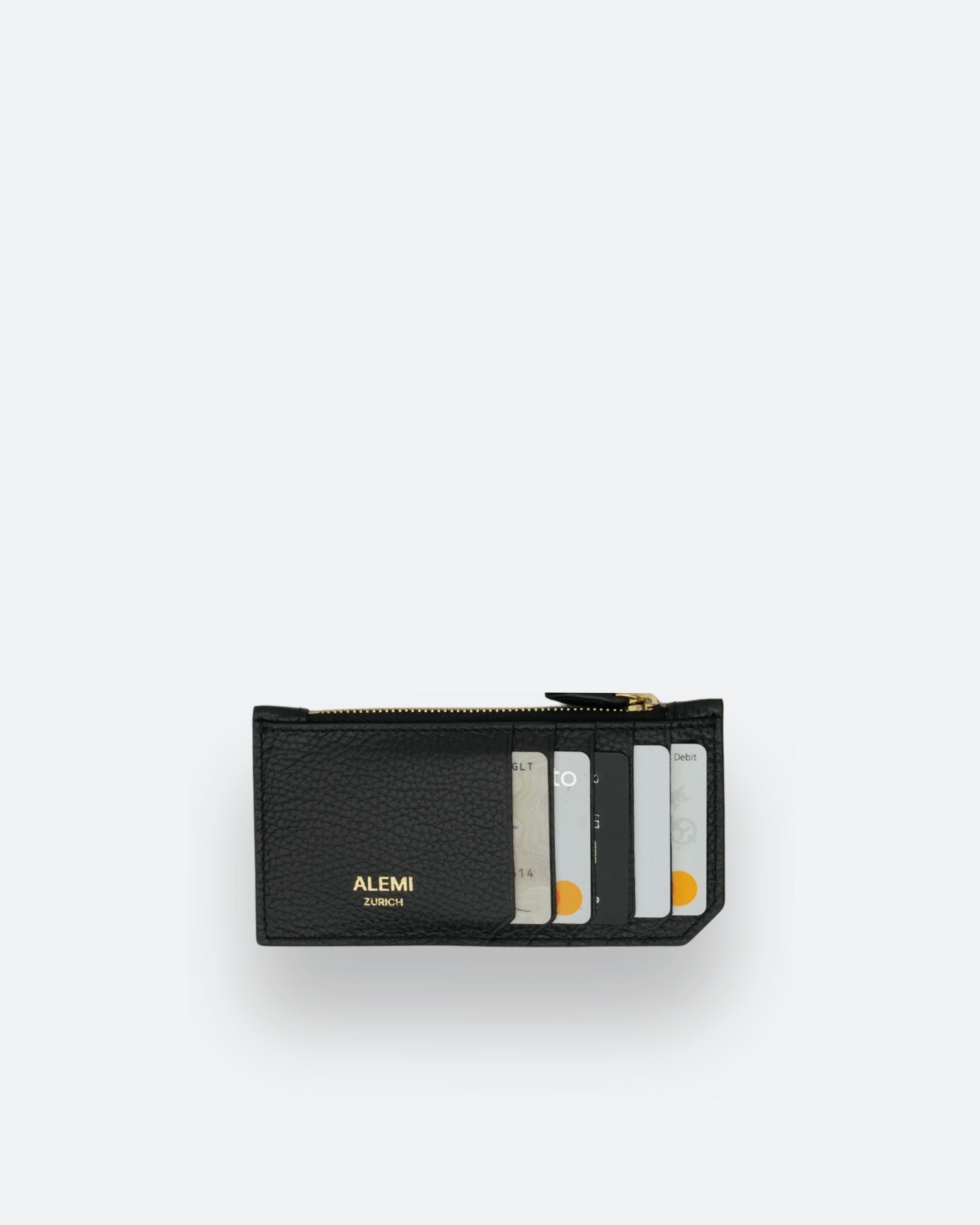 ALEMI Zurich | CARDHOLDER | Accessoires | Black | Soft Grain Leather | Front with cards white