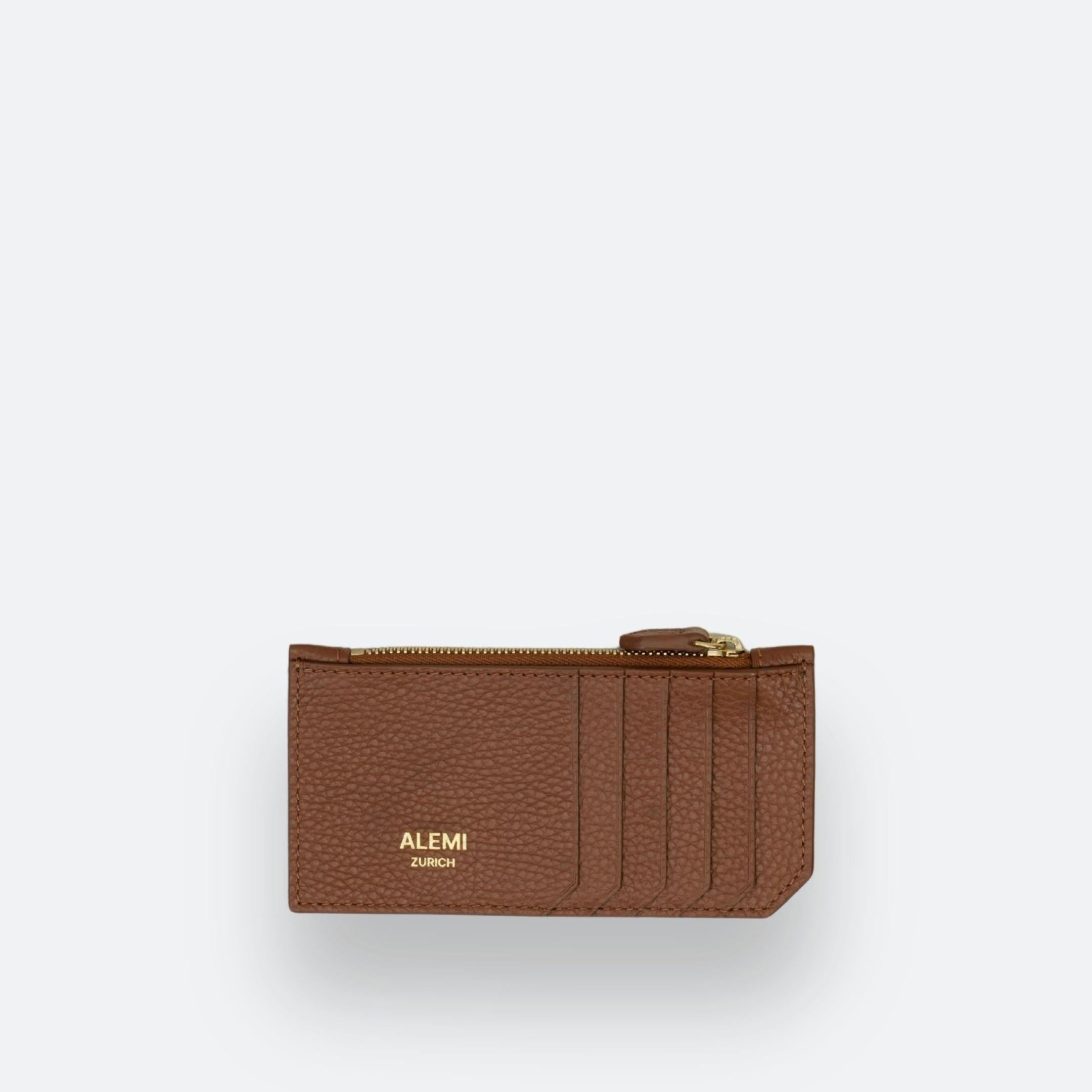 ALEMI Zurich | CARDHOLDER | Accessoires | Cognac | Soft Grain Leather | Front white