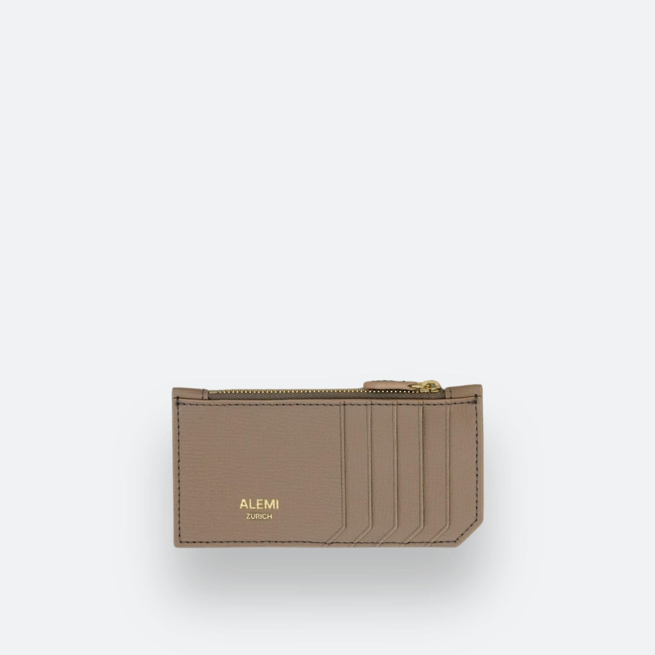 ALEMI Zurich | CARDHOLDER | Accessoires | Greige | Pebbled Leather | Front white