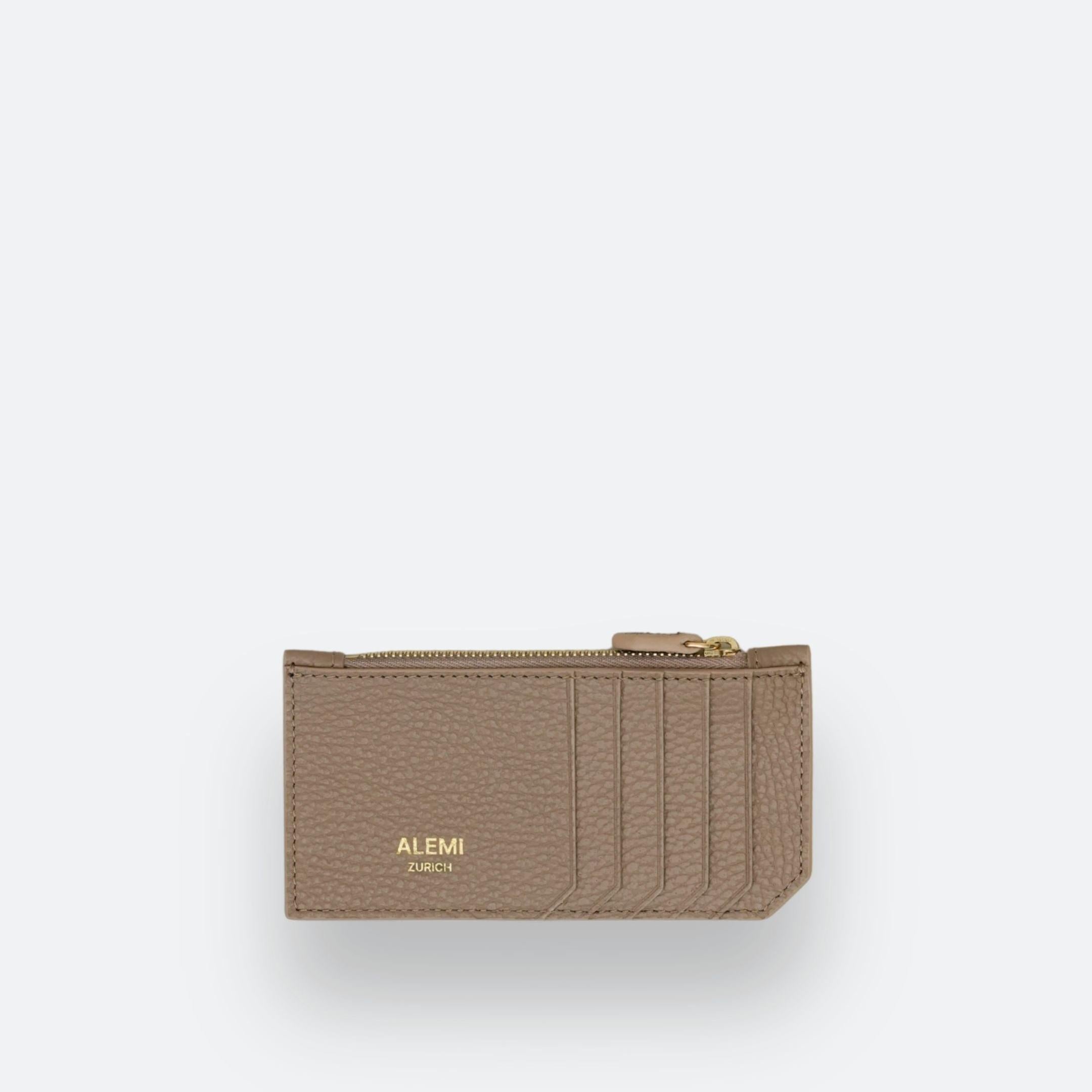 ALEMI Zurich | CARDHOLDER | Accessoires | Greige | Soft Grain Leather | Front white