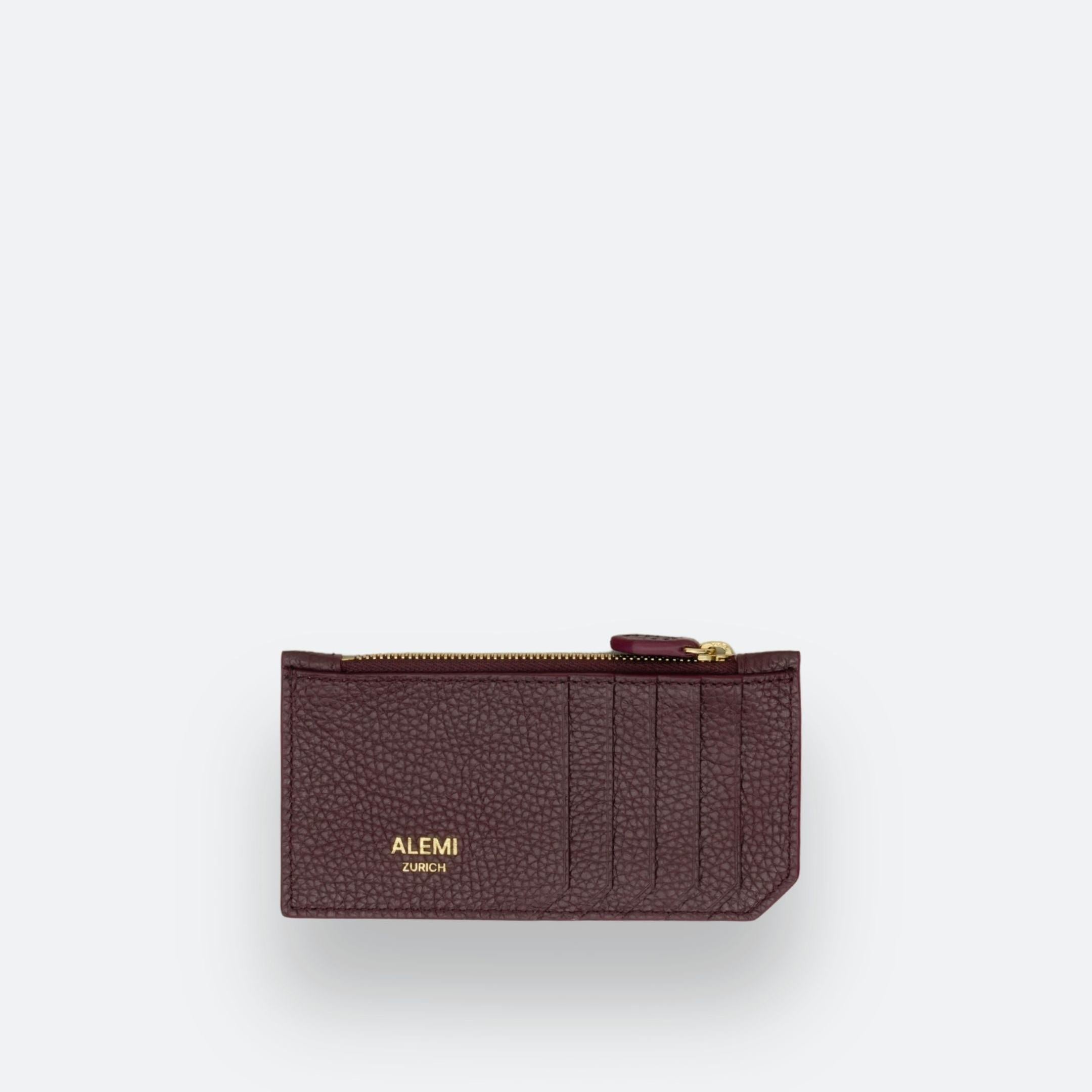 ALEMI Zurich | CARDHOLDER | Accessoires | Maroon Red | Soft Grain Leather | Front white