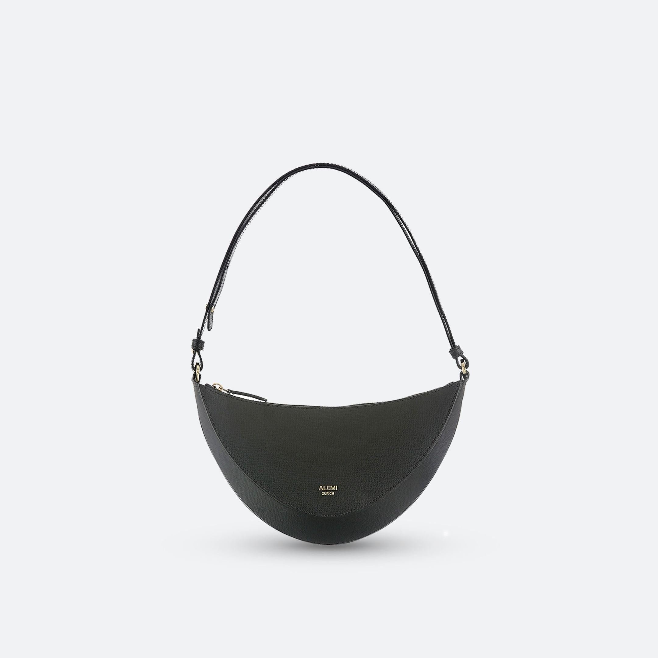 ALEMI Zurich | HELVETIA | Small Bag | Black | Pebbled Leather | Bag front