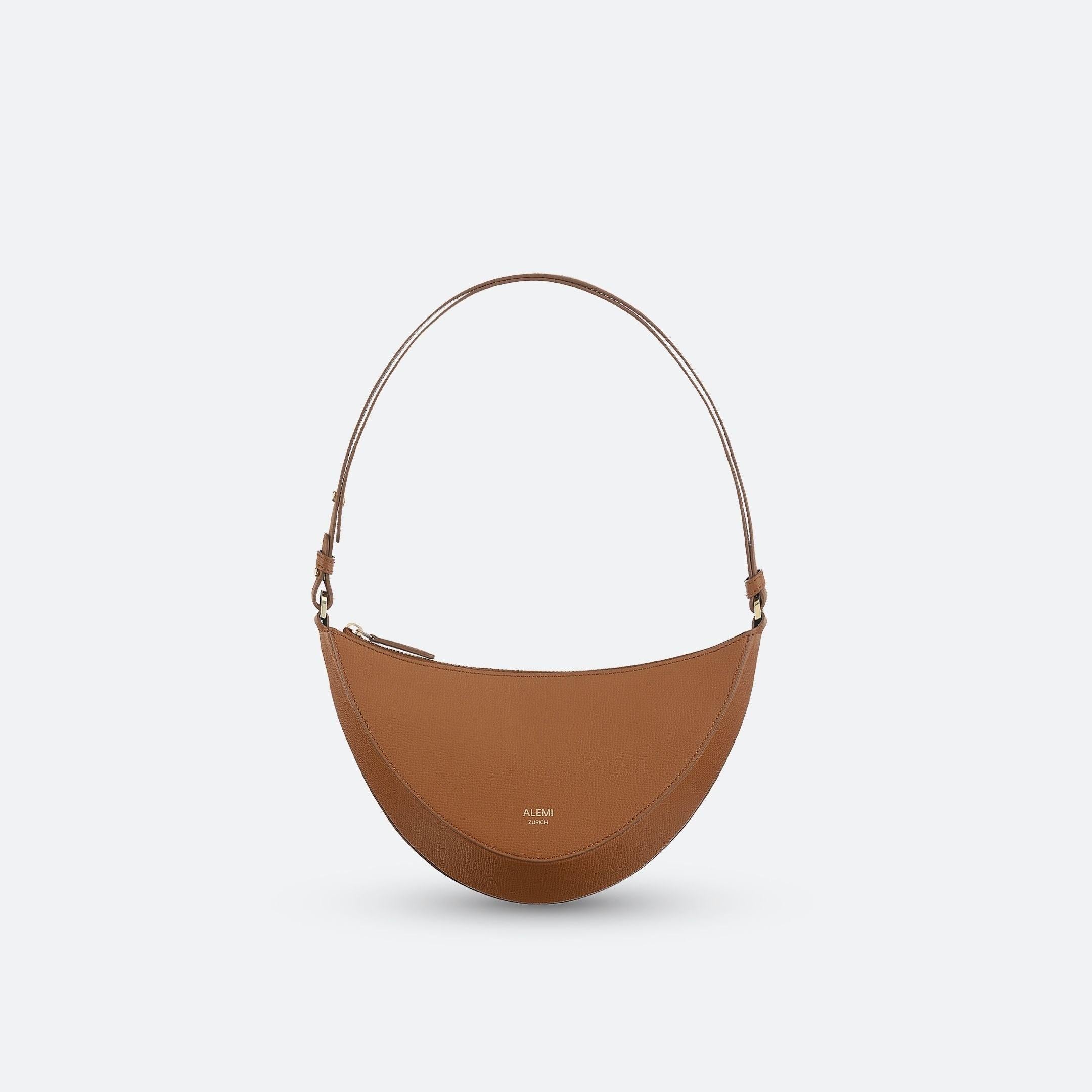 ALEMI Zurich | HELVETIA | Small Bag | Cognac | Pebbled Leather | Bag front