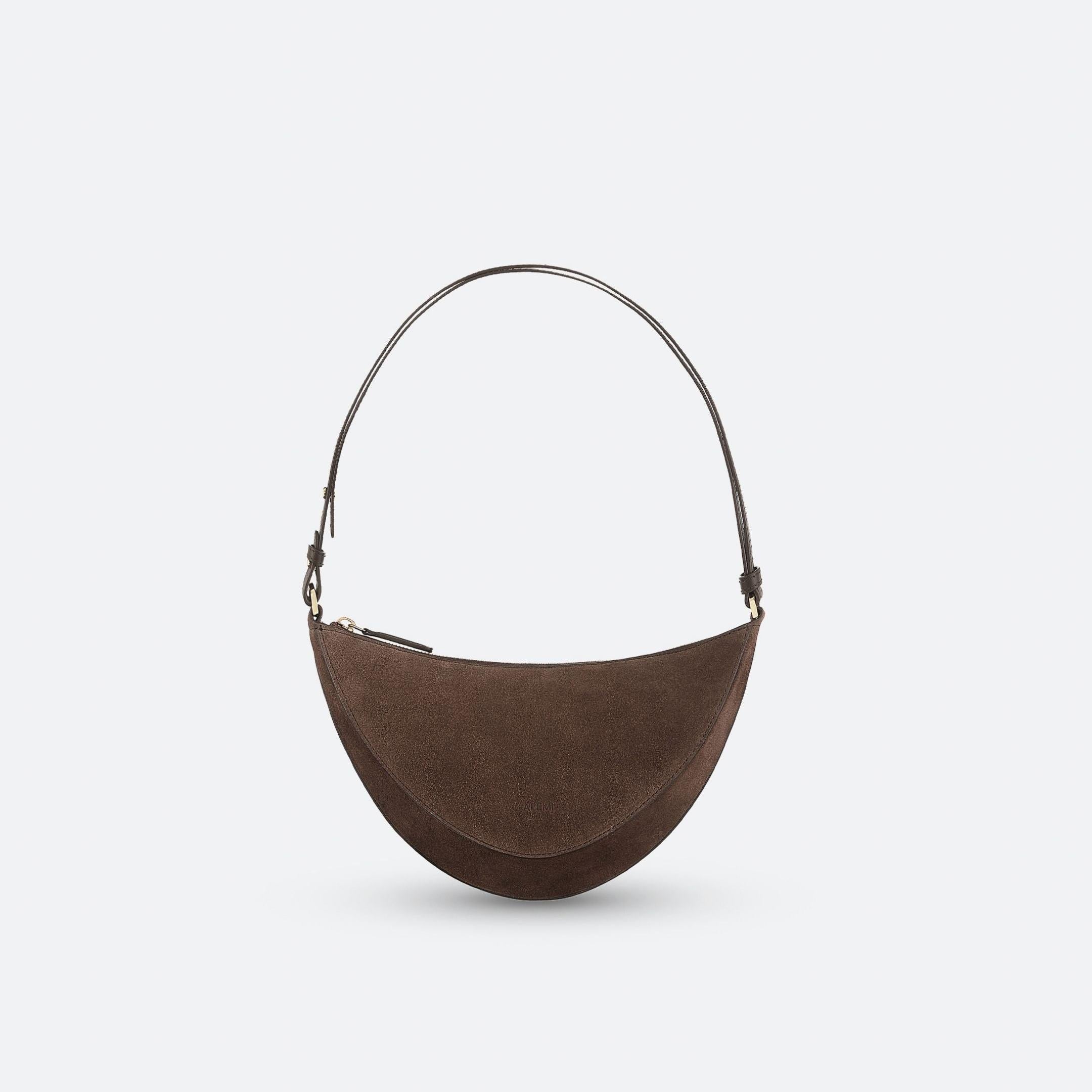 ALEMI Zurich | HELVETIA | Small Bag | Dark Brown | Suede Leather | Bag front