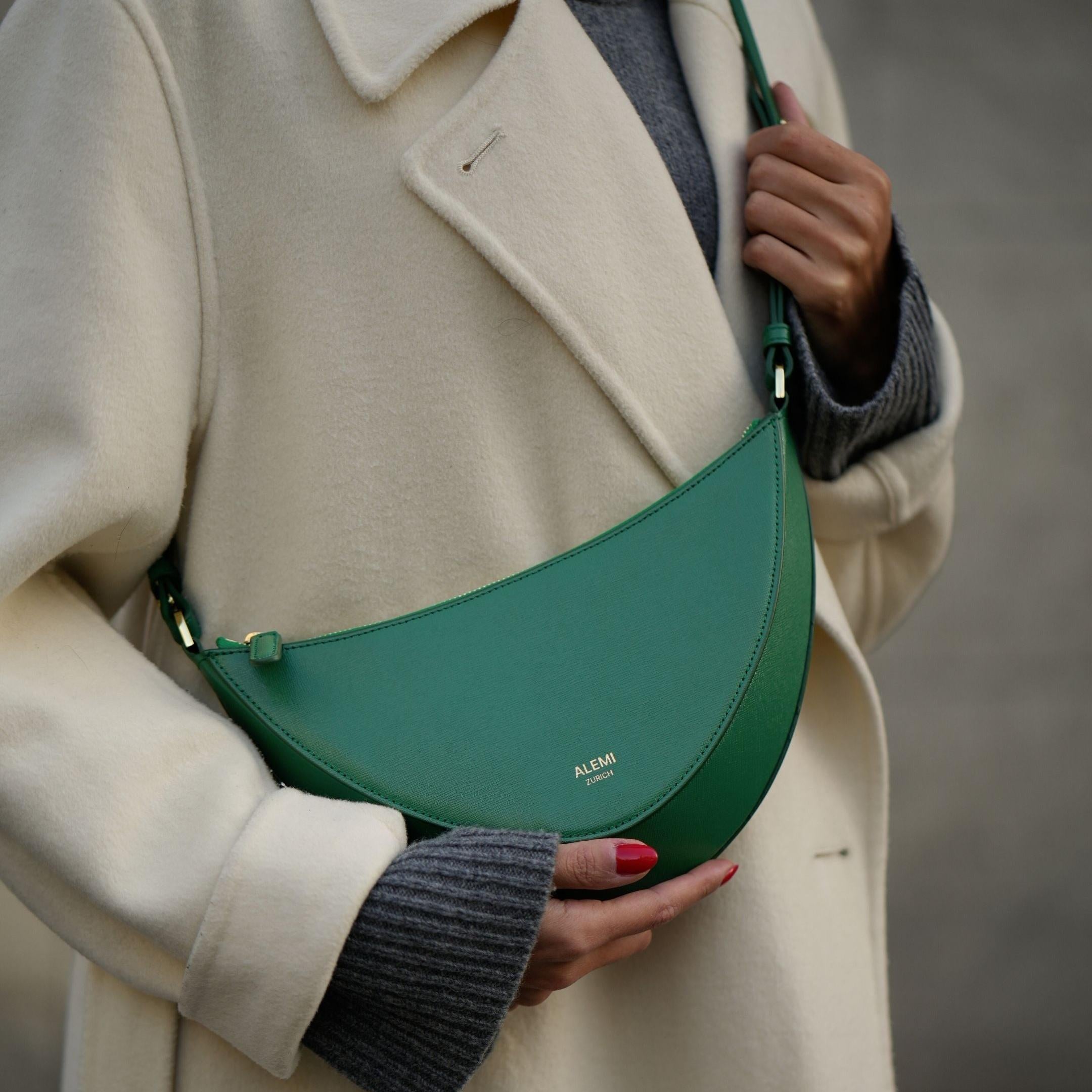 ALEMI Zurich | HELVETIA | Small Bag | Emerald Green | Saffiano Leather | Bag cross-body