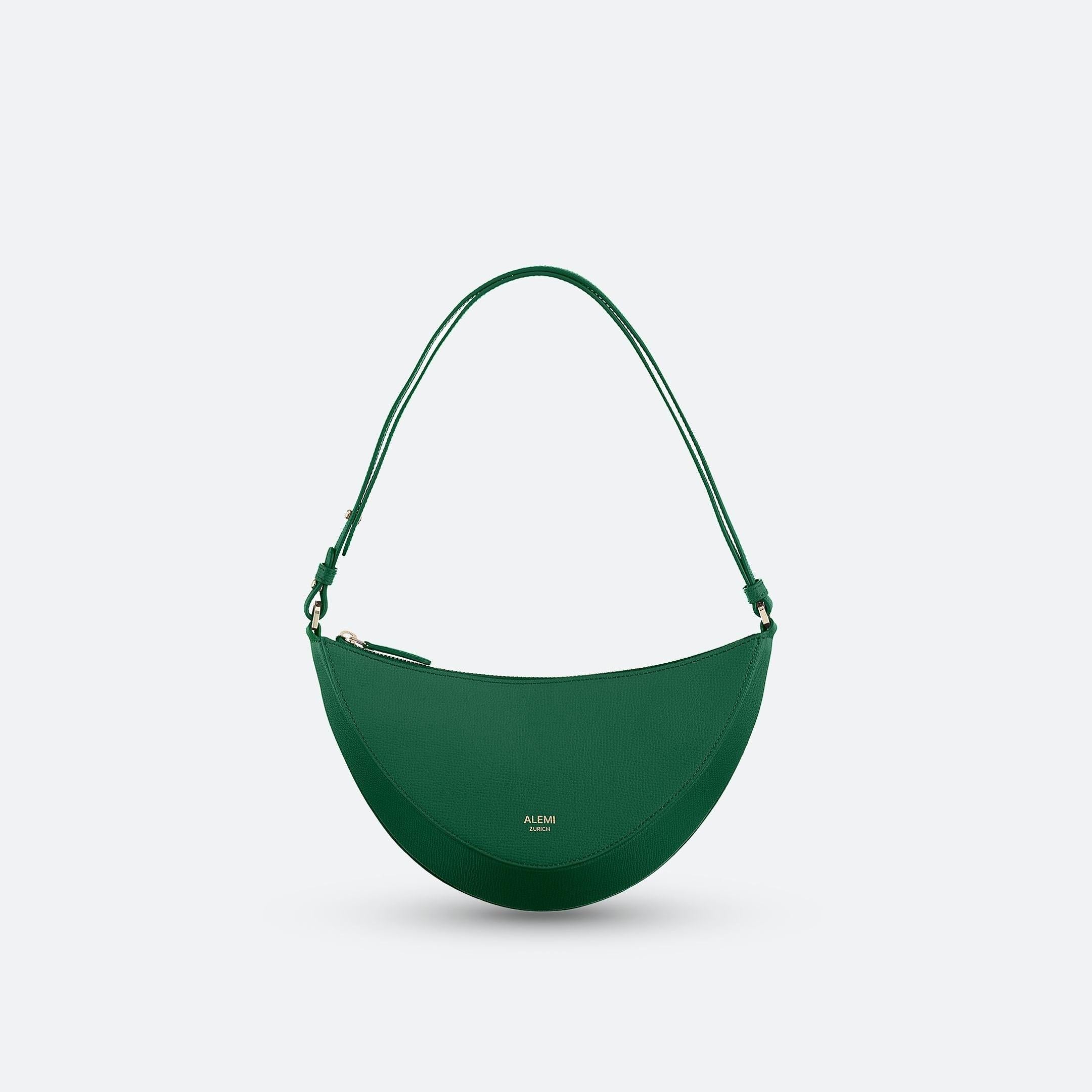 ALEMI Zurich | HELVETIA | Small Bag | Emerald Green | Saffiano Leather | Bag front