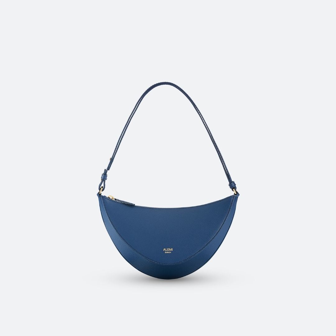 ALEMI Zurich | HELVETIA| Small Bag | Jeans Blue | Pebbled Leather | Bag front