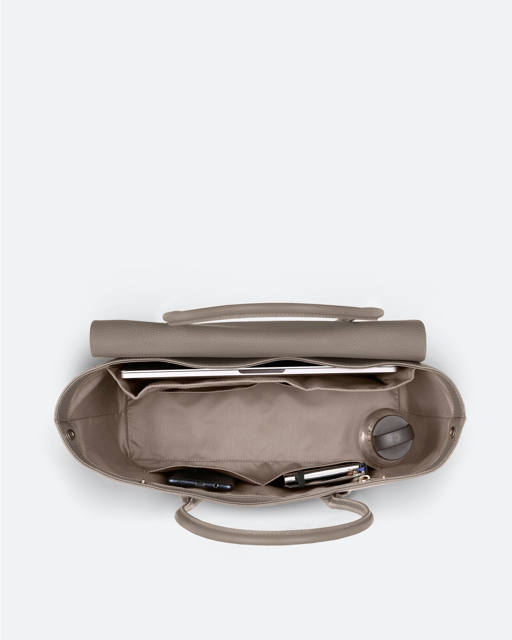 ALEMI Zurich | IDA | Laptop Bag | Beige| Soft Grain Leather | Bag inside