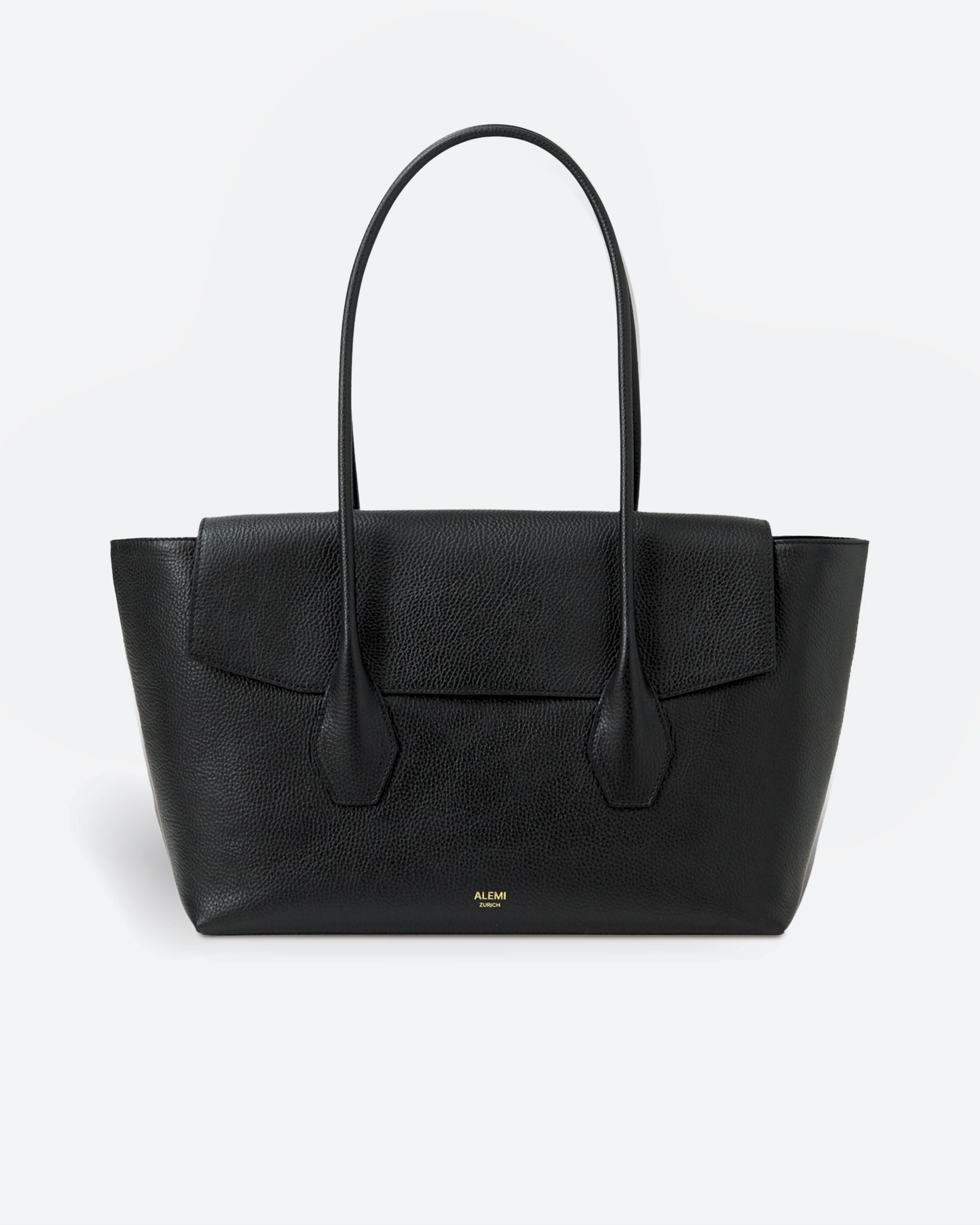 ALEMI Zurich | IDA | Laptop Bag | Black | Soft Grain Leather | Bag front