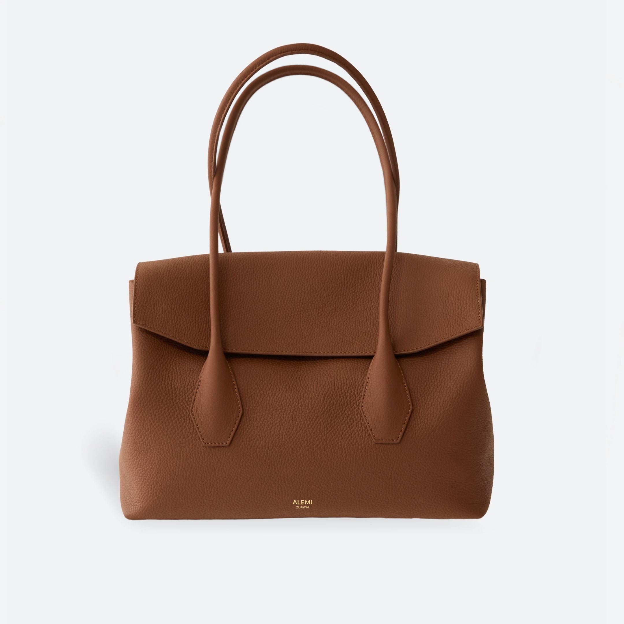 ALEMI Zurich | IDA | Laptop Bag | Cognac | Soft Grain Leather | Bag front