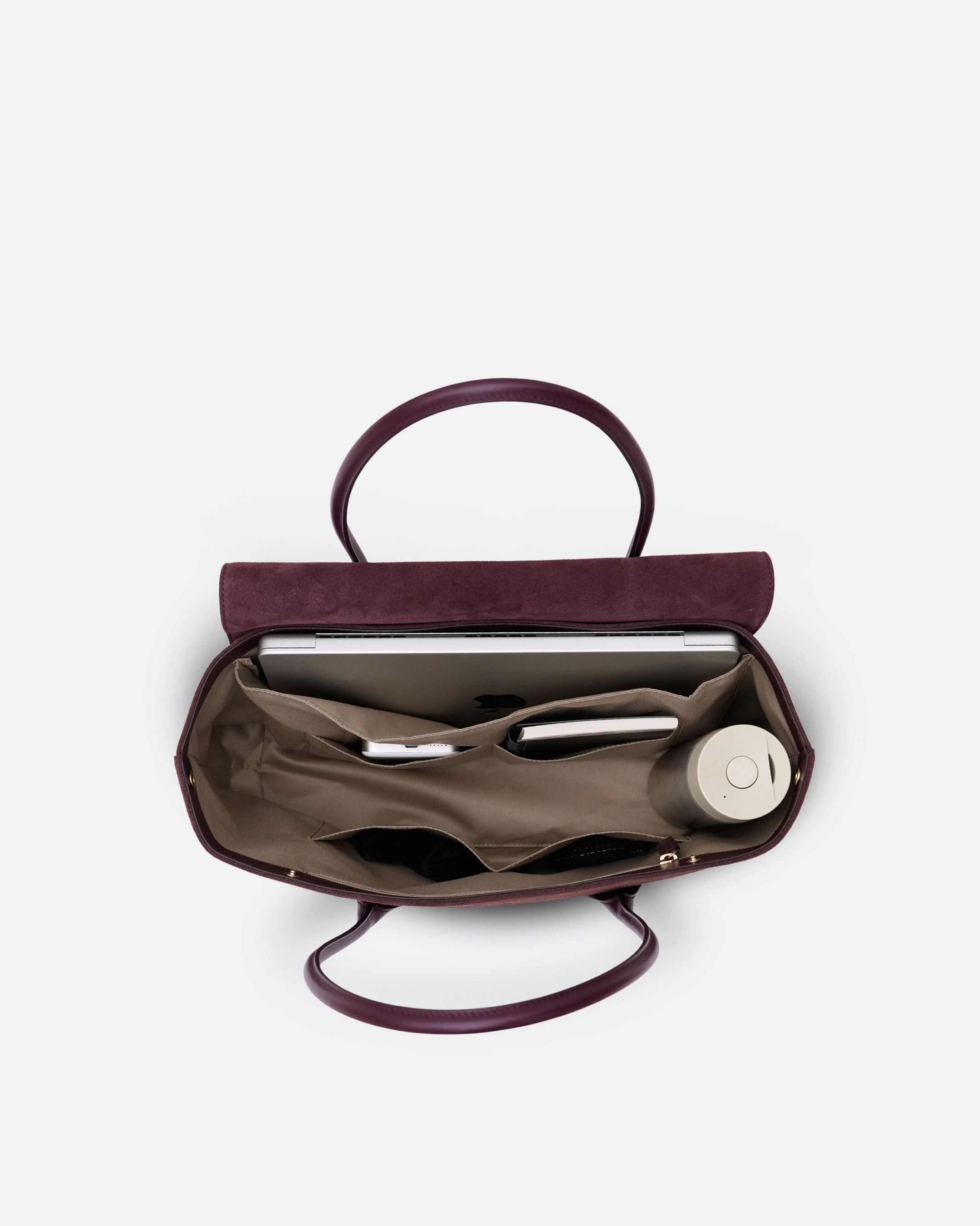 ALEMI Zurich | IDA | Laptop Bag | Maroon Red | Suede Leather | Inside
