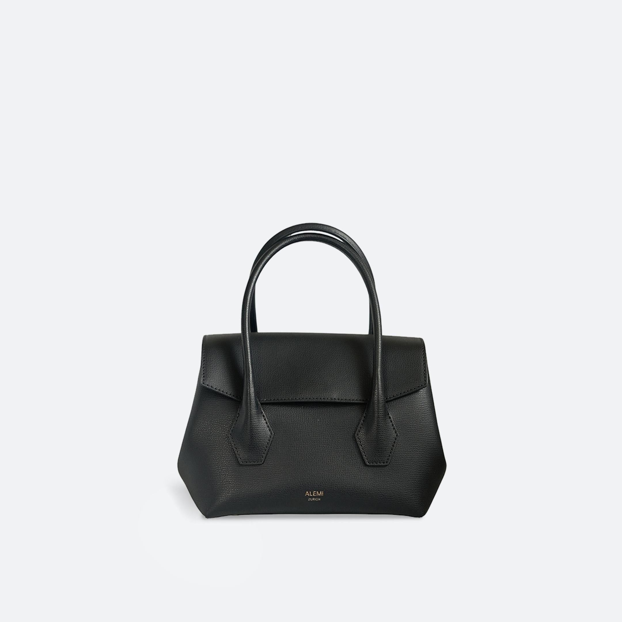 ALEMI Zurich | IDA SMALL | Small Bag | Black | Pebbled Leather | Bag front