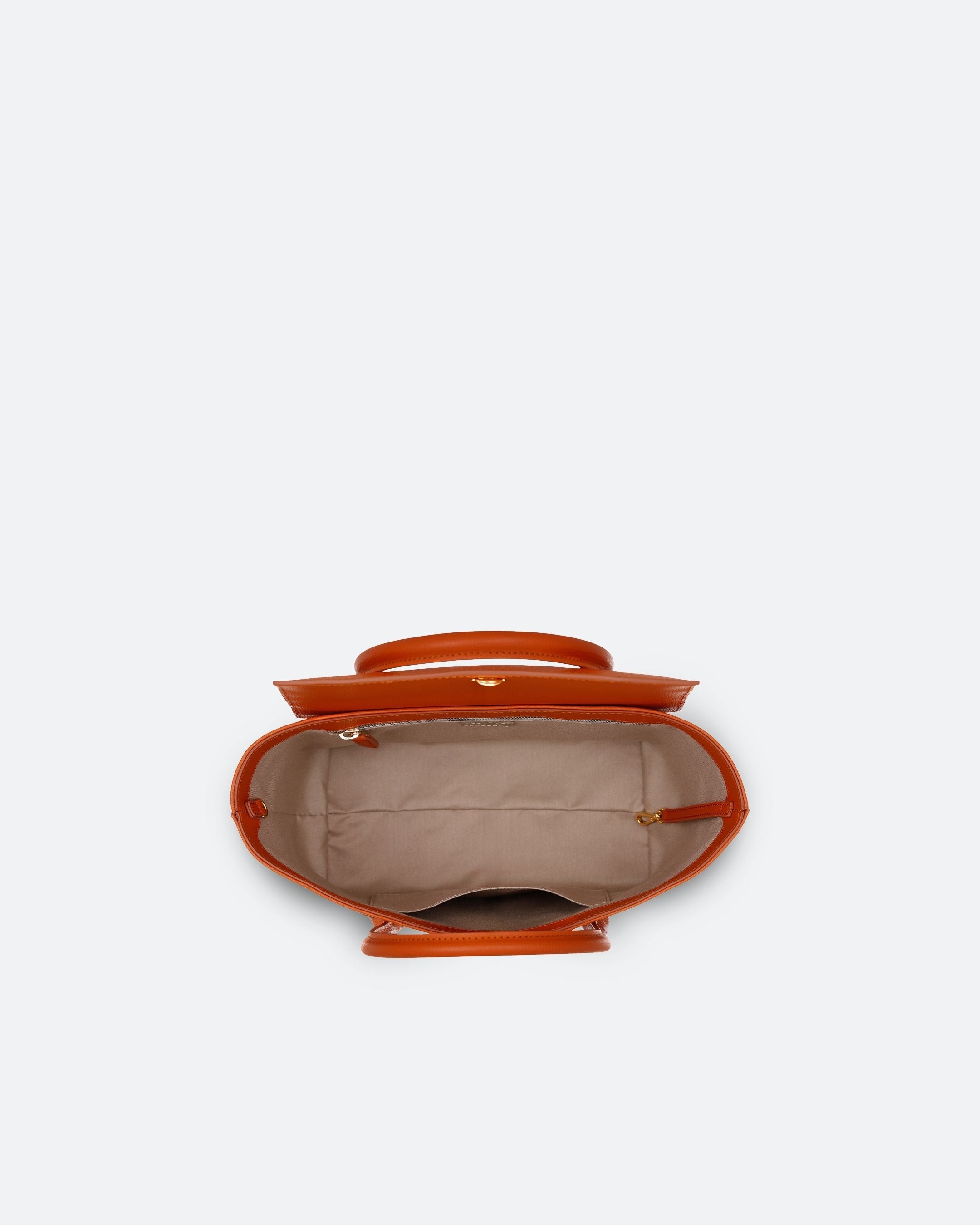 ALEMI Zurich | IDA SMALL | Small Bag | Deep Orange | Pebbled Leather | Bag inside