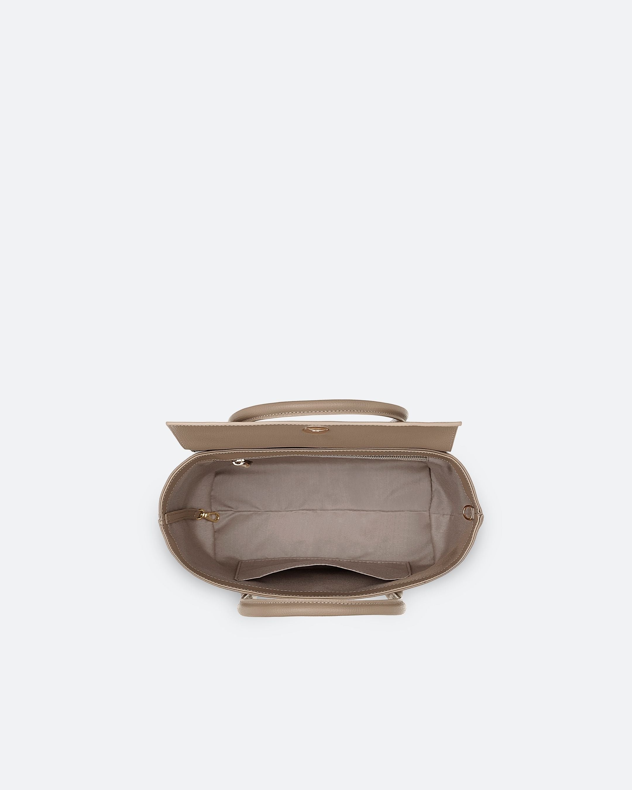 ALEMI Zurich | IDA SMALL | Small Bag | Greige | Pebbled Leather | Bag inside