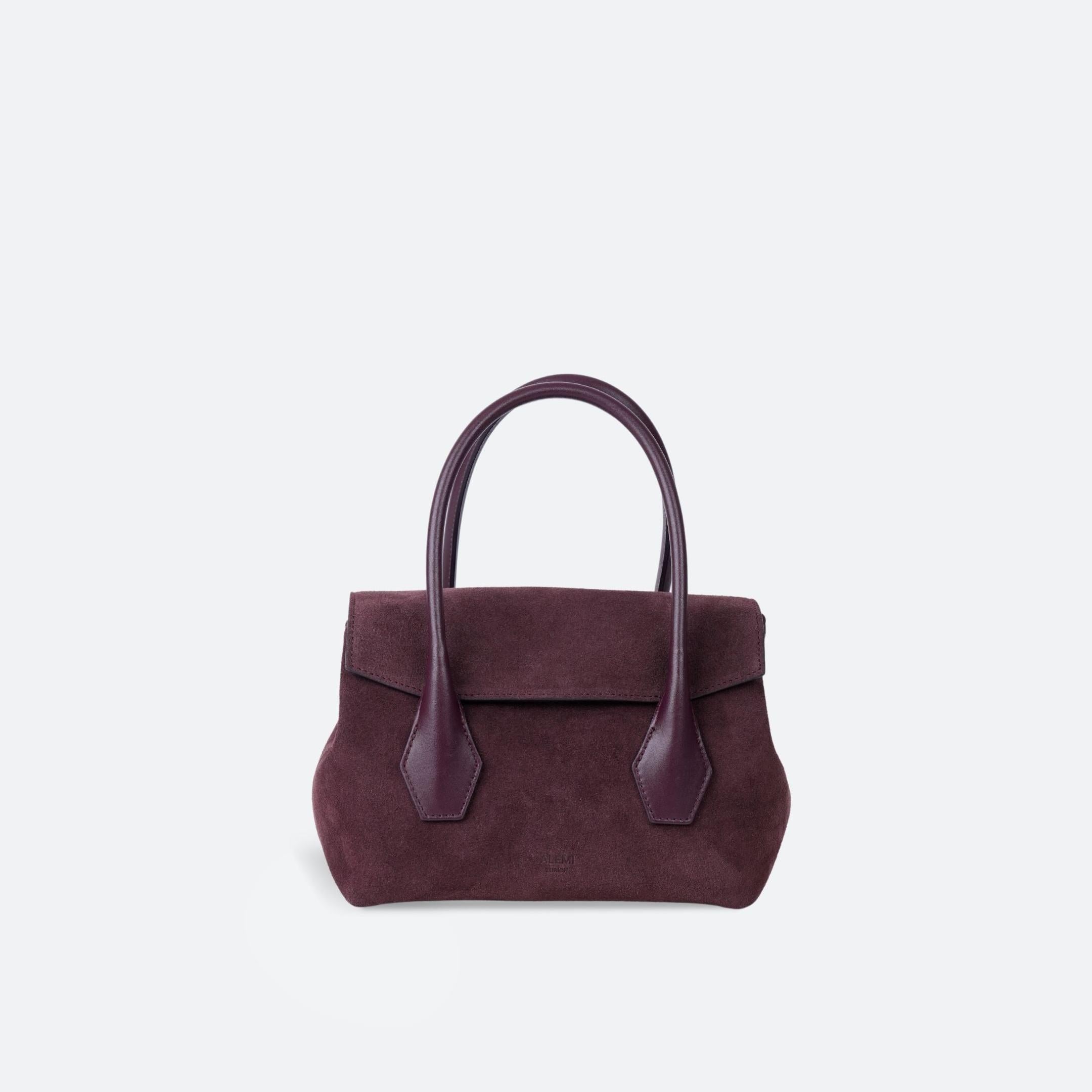 ALEMI Zurich | IDA SMALL | Small Bag | Maroon Red | Suede Leather | Bag front