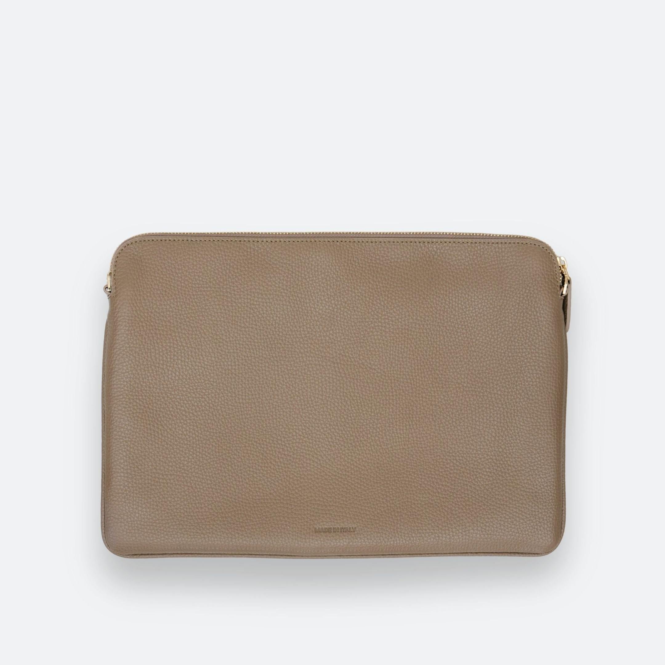ALEMI Zurich | LAPTOP CASE | Accessoires | Greige | Soft Grain Leather | Back