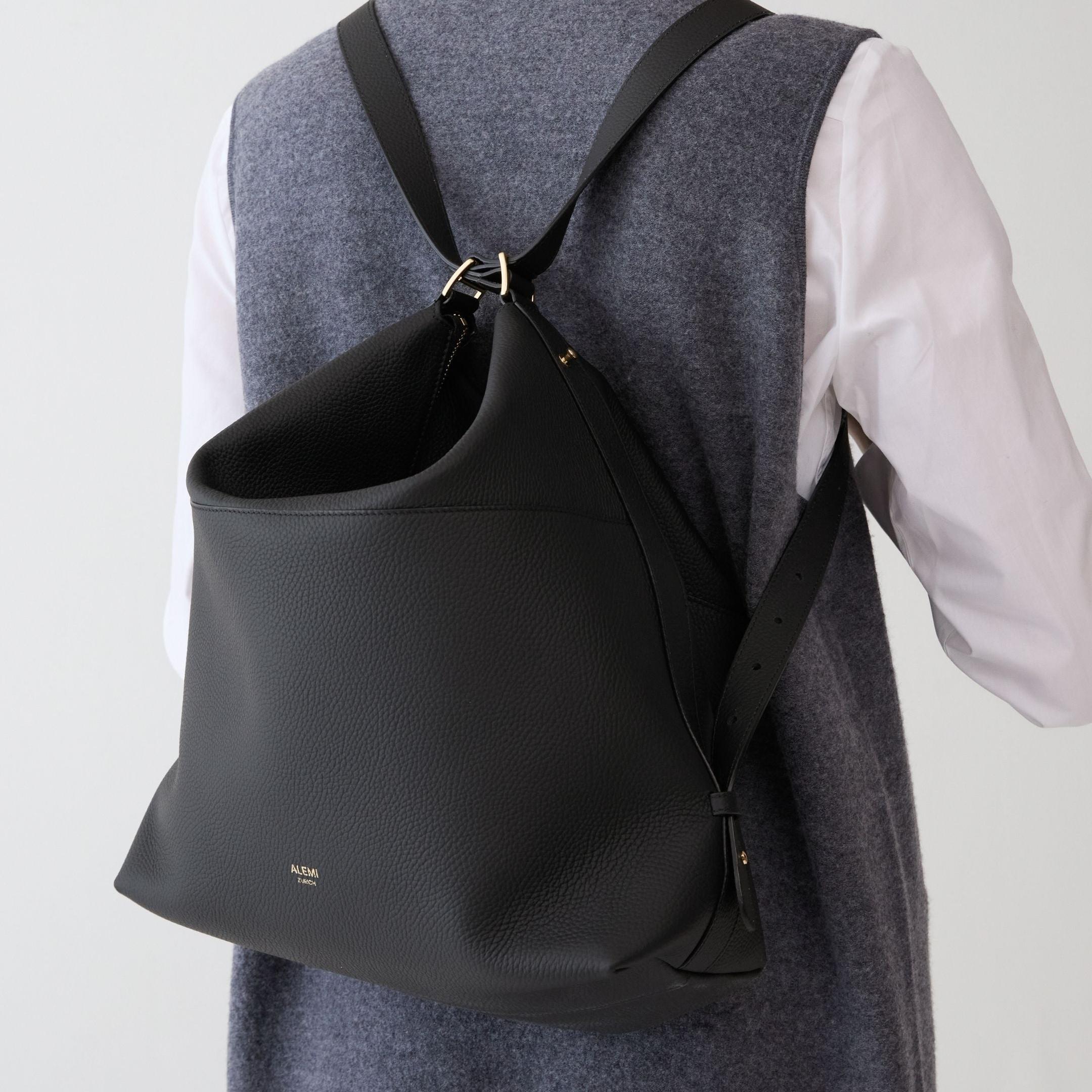ALEMI Zurich | LETTEN | Laptop Bag | Black | Soft Grain Leather | Bag as backpack