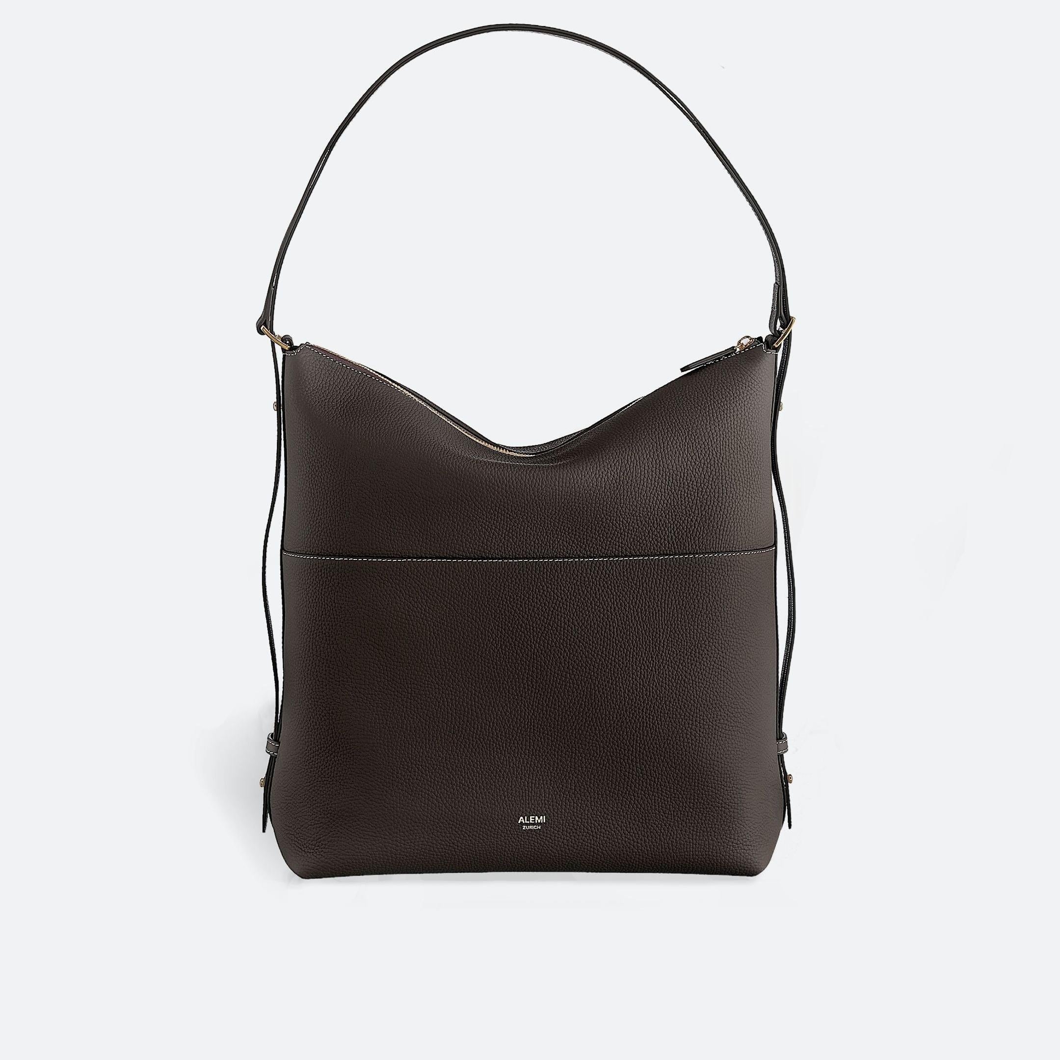 ALEMI Zurich | LETTEN | Laptop Bag | Dark Brown | Soft Grain Leather | Bag front