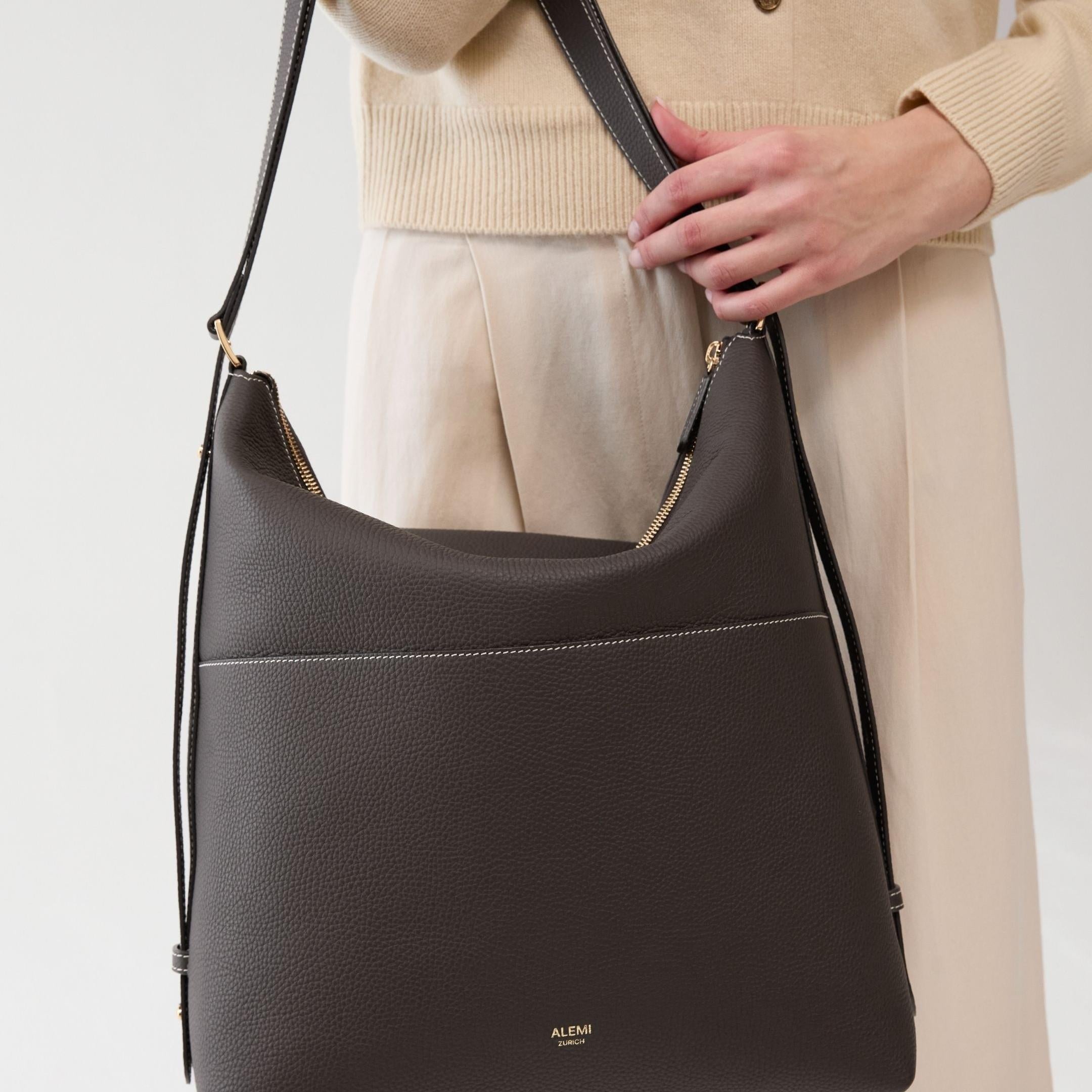 ALEMI Zurich | LETTEN | Laptop Bag | Dark Brown | Soft Grain Leather | Bag short top-handle