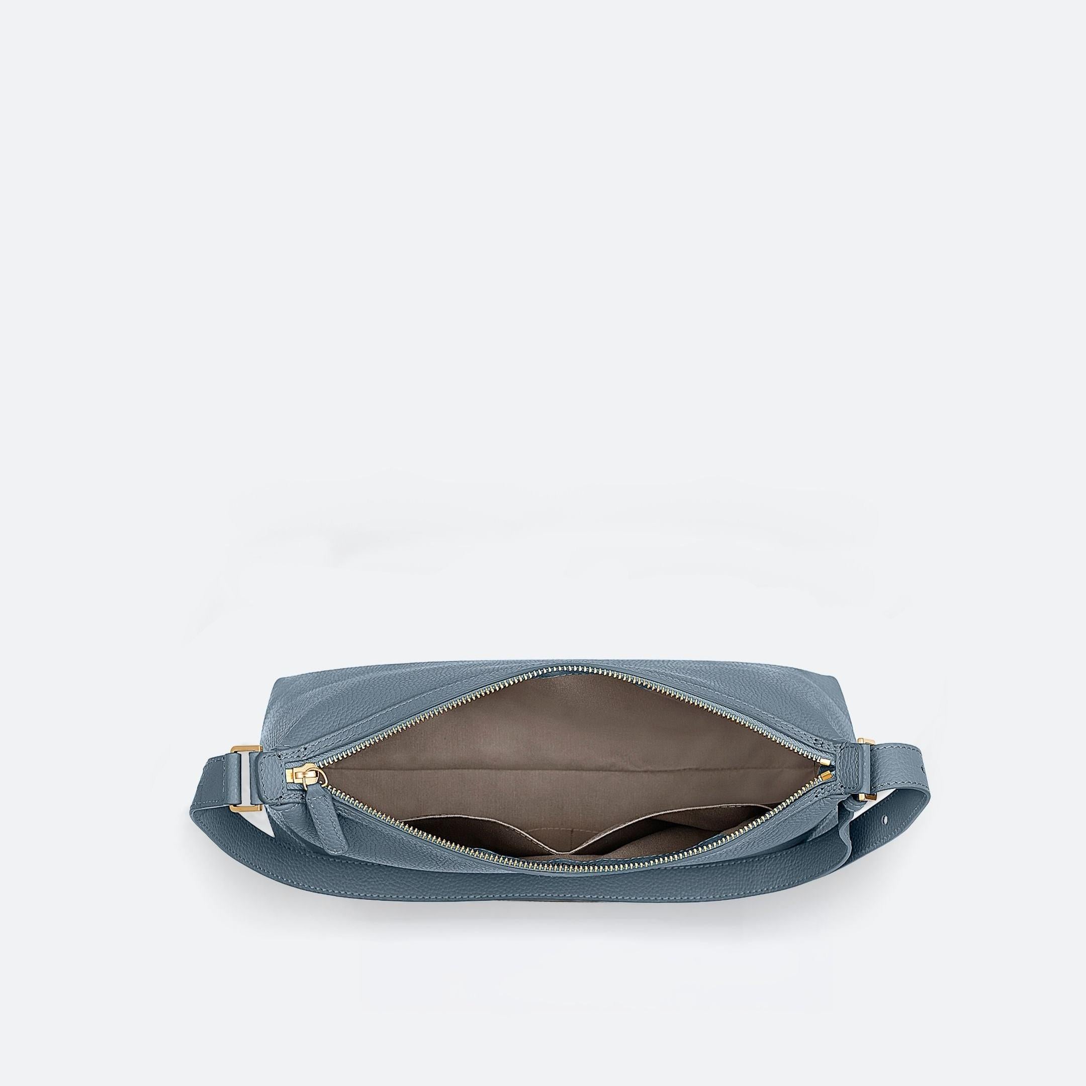 ALEMI Zurich | LETTEN SMALL | Small Bag | Ice Blue I Soft Grain Leather | Bag inside