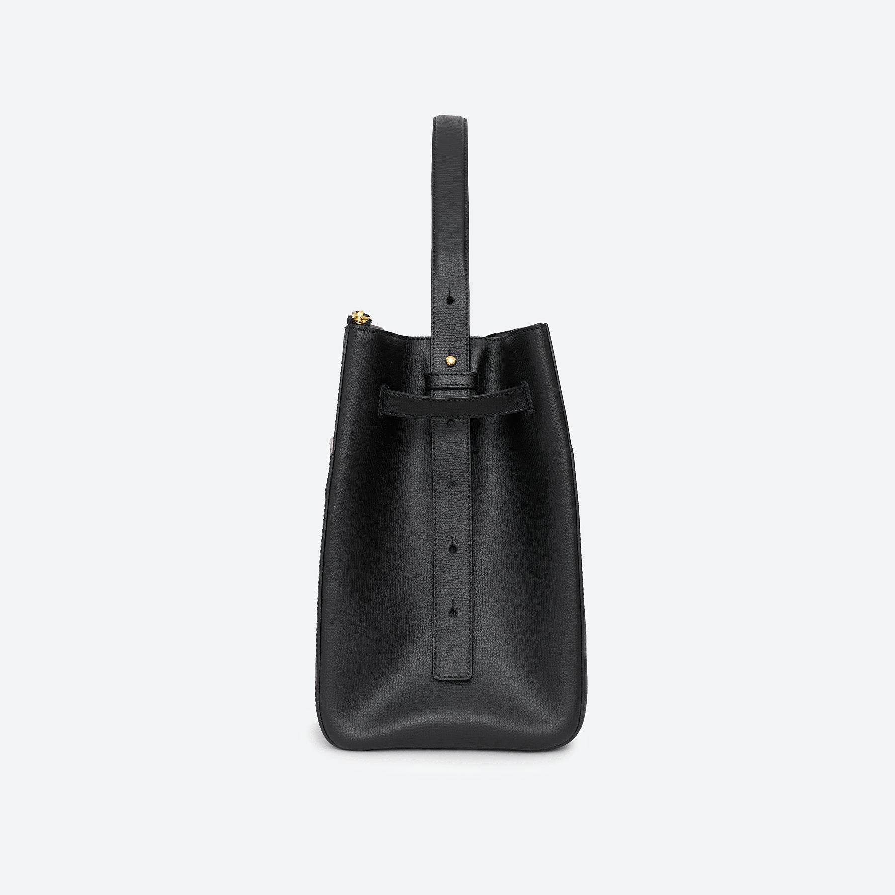 ALEMI Zurich | SEEFELD | Laptop Bag | Black | Pebbled Leather | Bag side