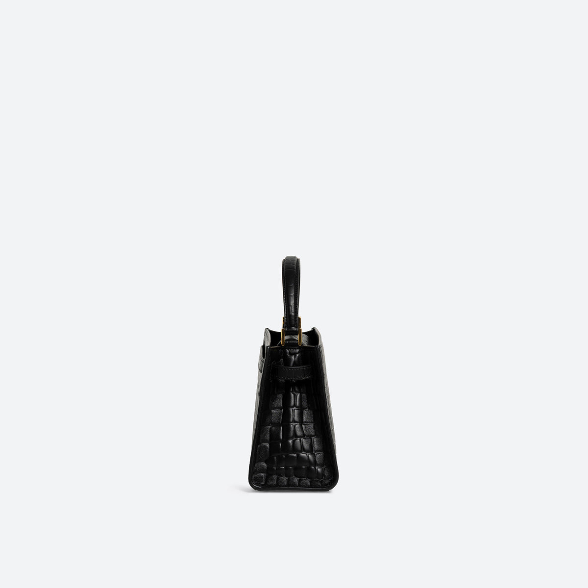 ALEMI Zurich | SEEFELD MINI | Small Bag | Black | Croc-Embossed Leather | Bag side