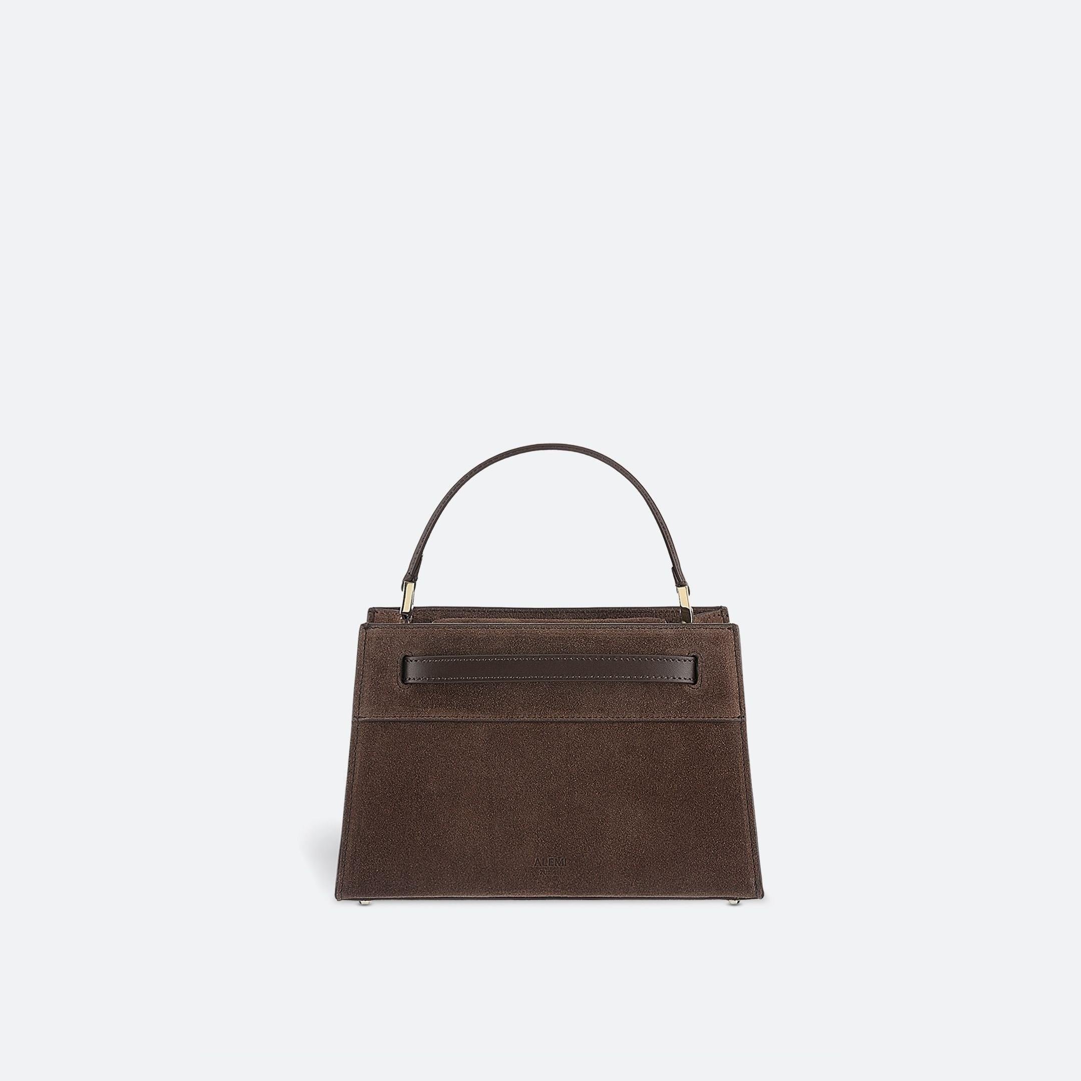 ALEMI Zurich | SEEFELD MINI | Small Bag | Dark Brown | Suede Leather | Bag Front