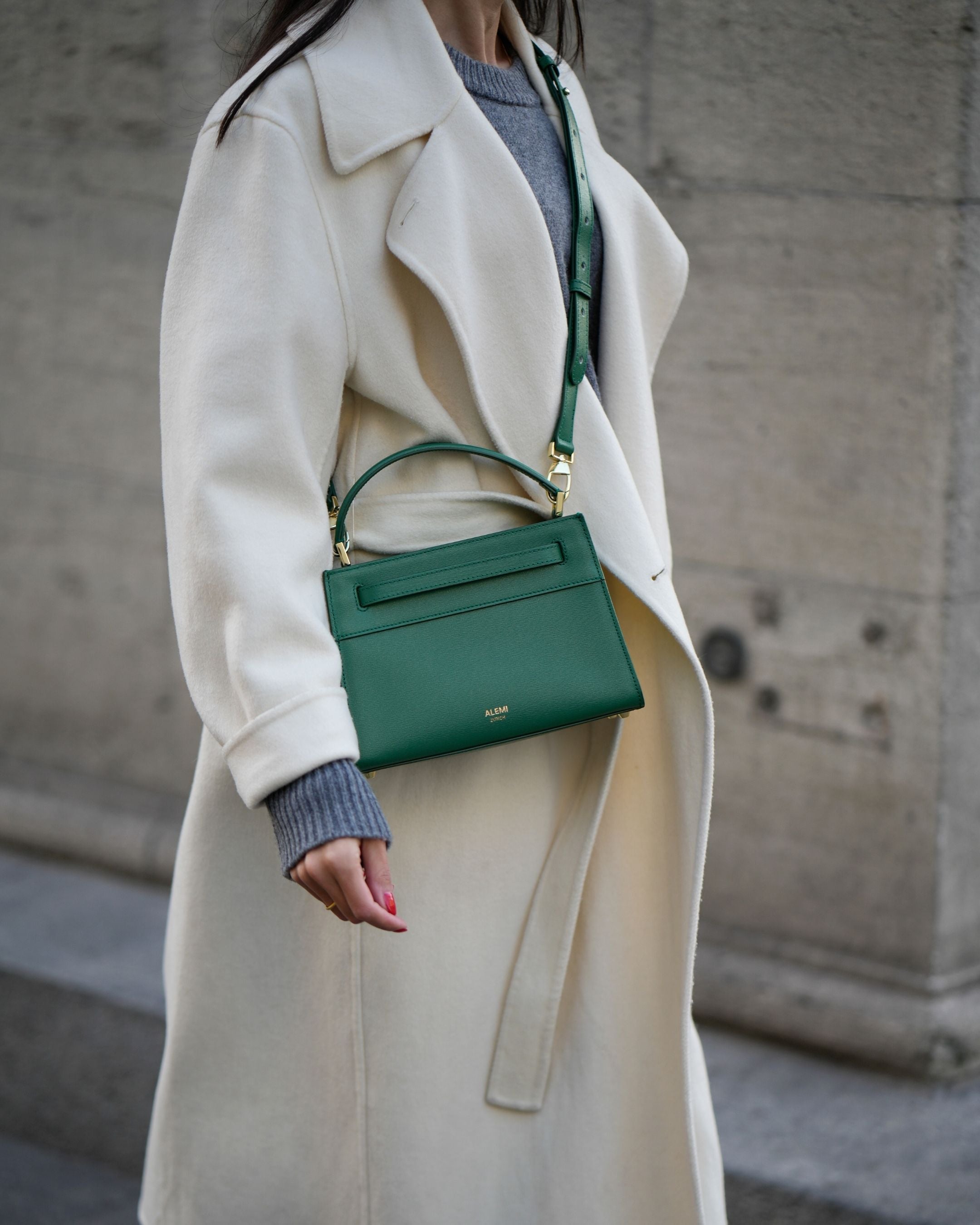 ALEMI Zurich | SEEFELD MINI | Small Bag | Emerald Green | Saffiano Leather | Bag cross-body