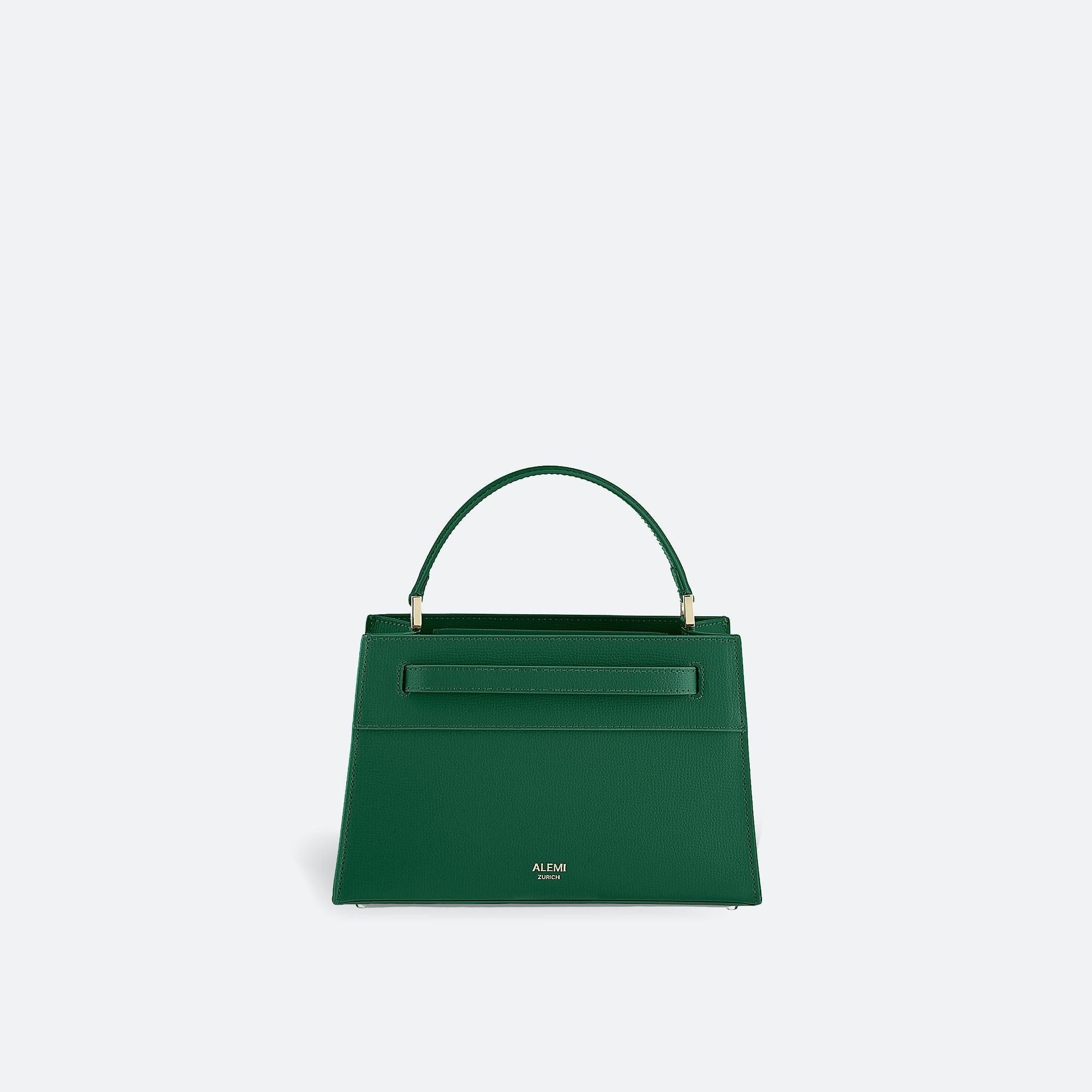 ALEMI Zurich | SEEFELD MINI | Small Bag | Emerald Green | Saffiano Leather | Bag front