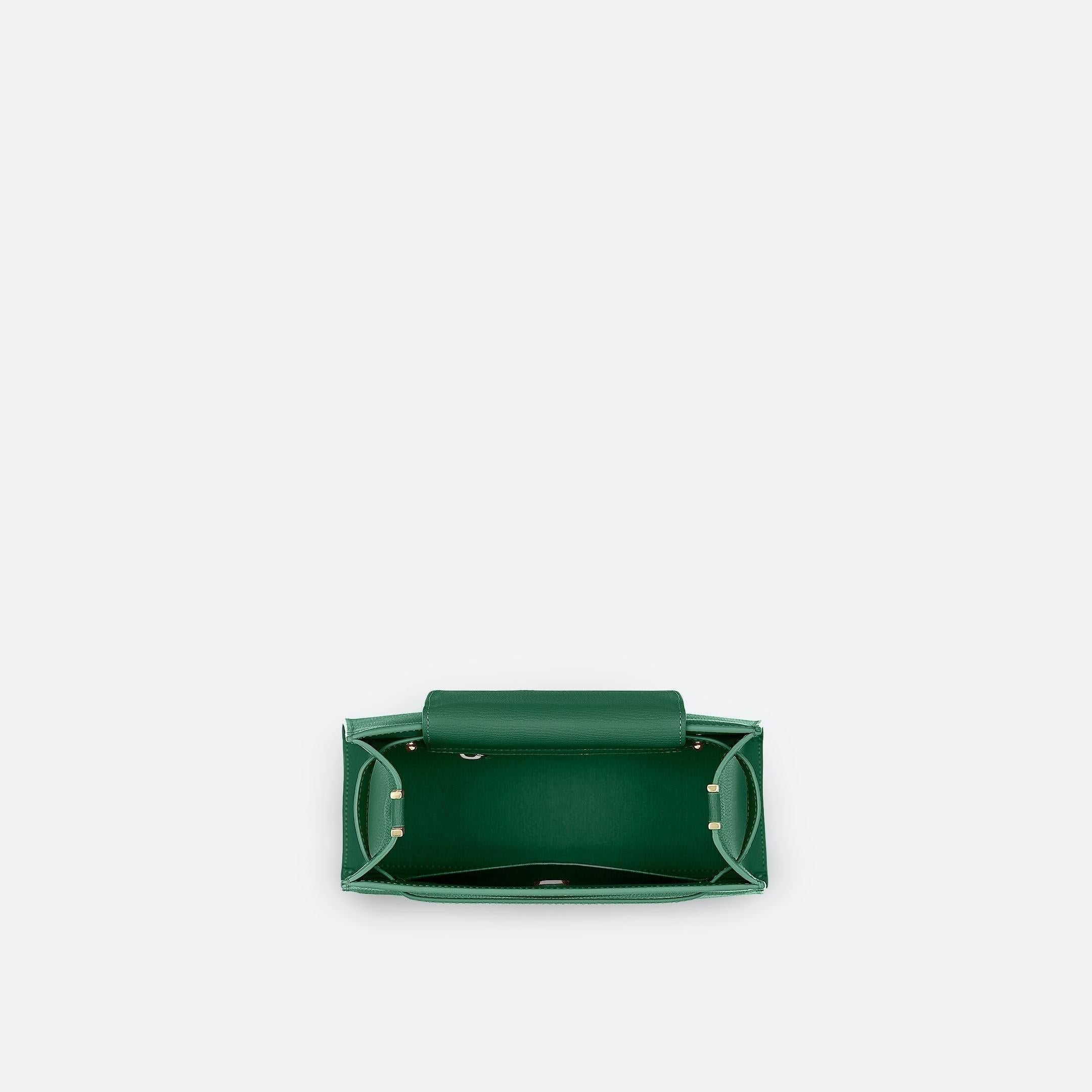 ALEMI Zurich | SEEFELD MINI | Small Bag | Emerald Green | Saffiano Leather | Bag inside