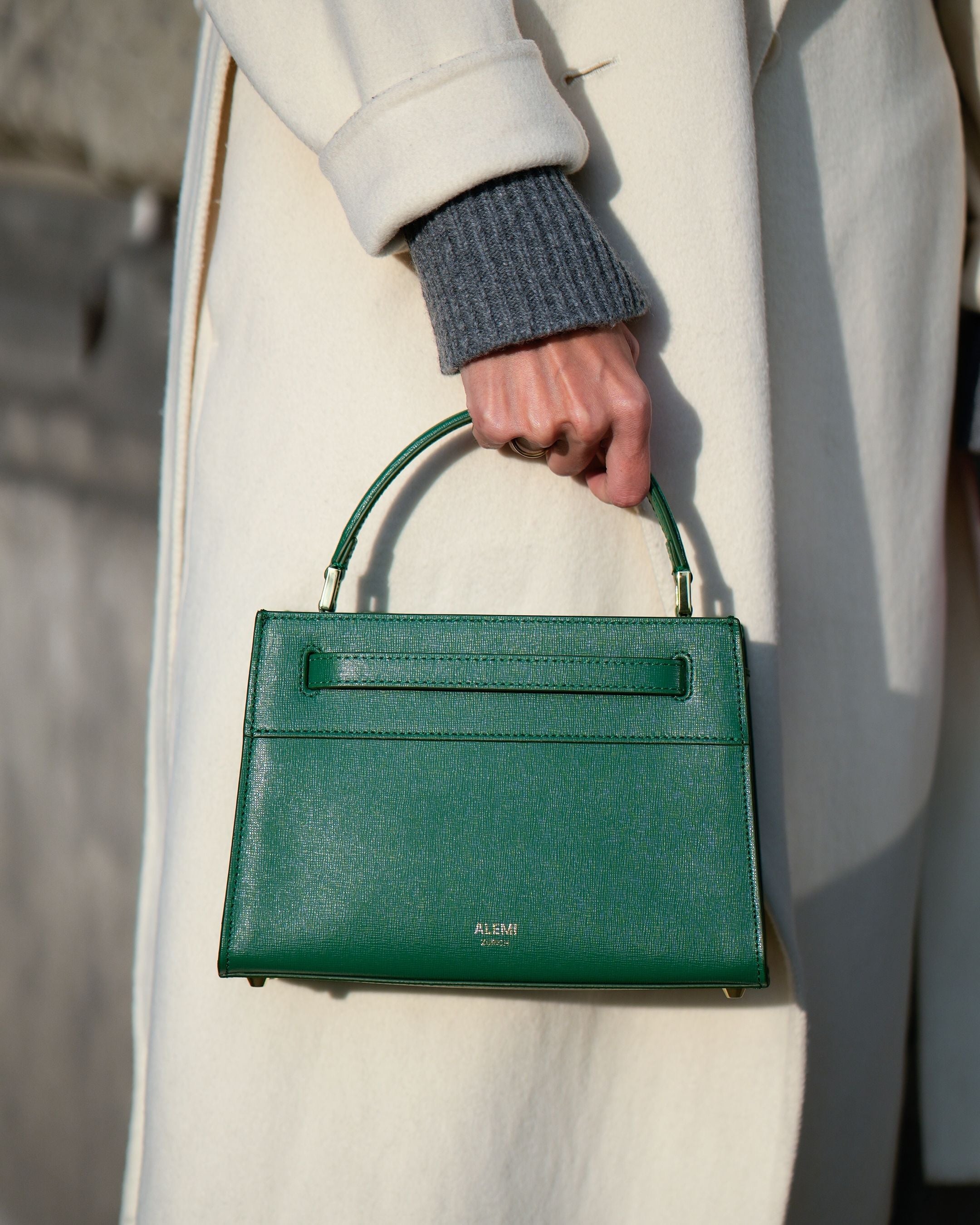 ALEMI Zurich | SEEFELD MINI | Small Bag | Emerald Green | Saffiano Leather | Bag top-handle