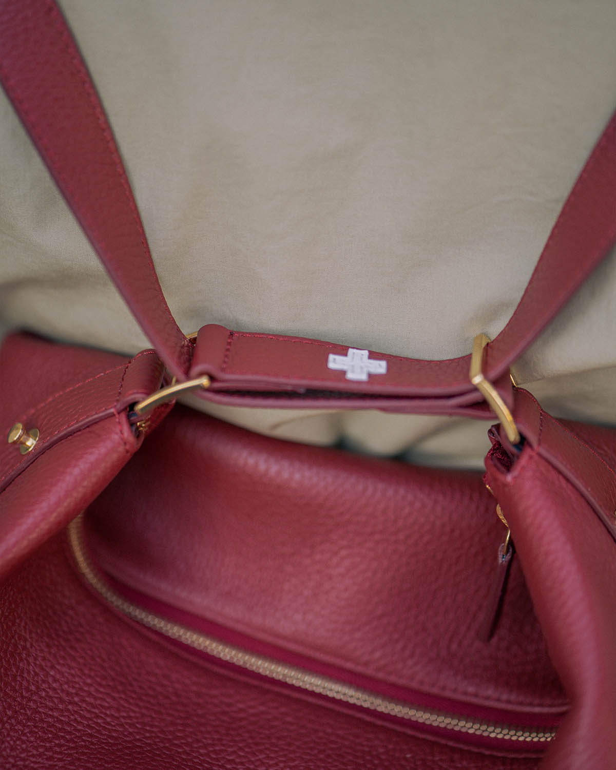 LETTEN in Swiss Red – cross-stitch detail