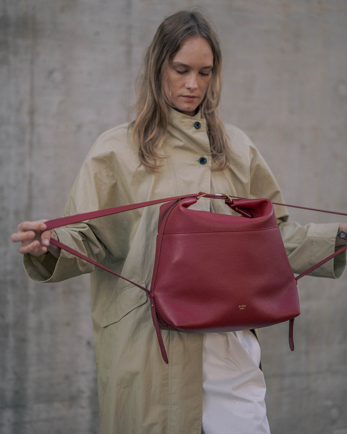 LETTEN in Swiss Red – worn crossbody
