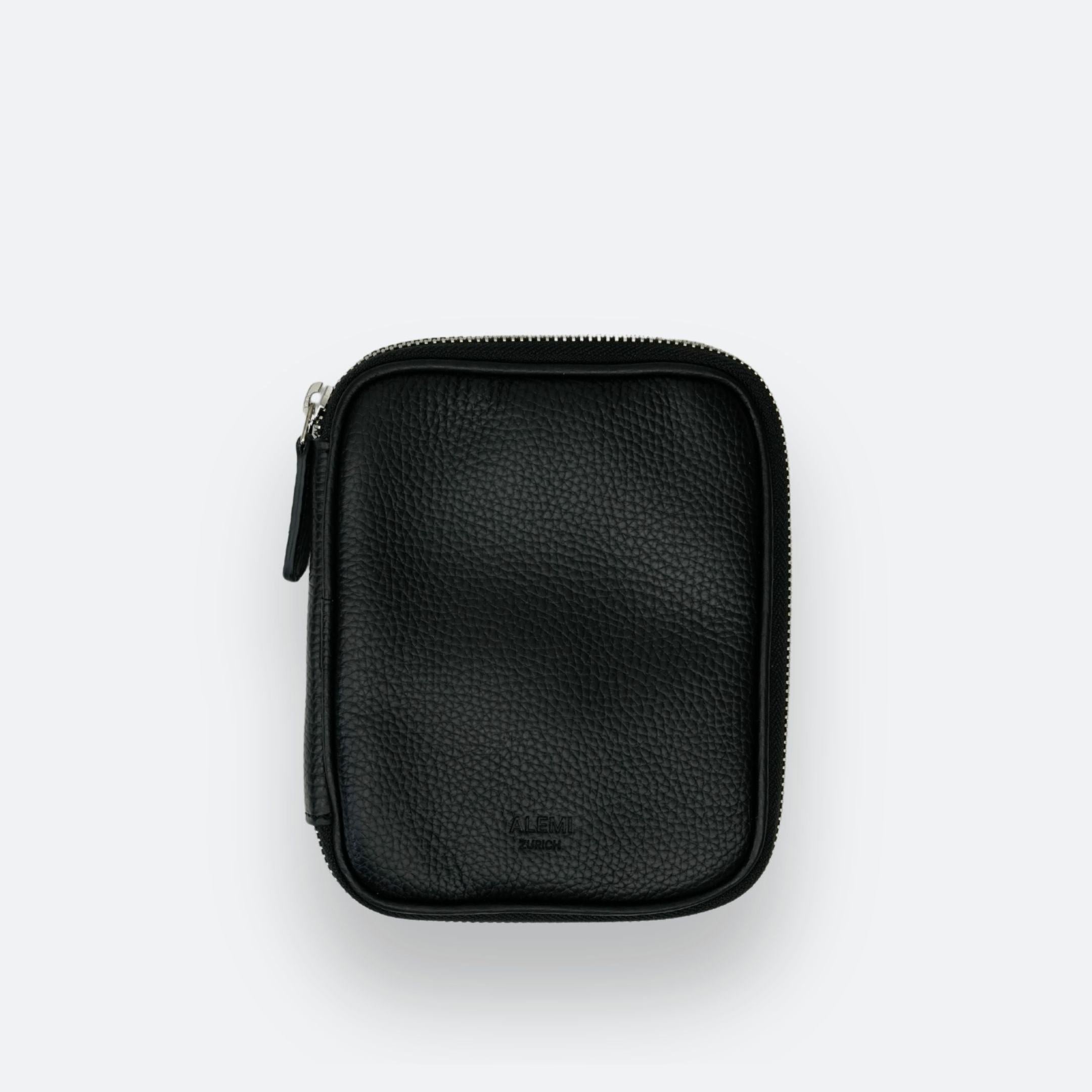 ALEMI Zurich | TECHNOPARK SMALL | Accessoires | Black with Silver Hardware | Soft Grain Leather | Front