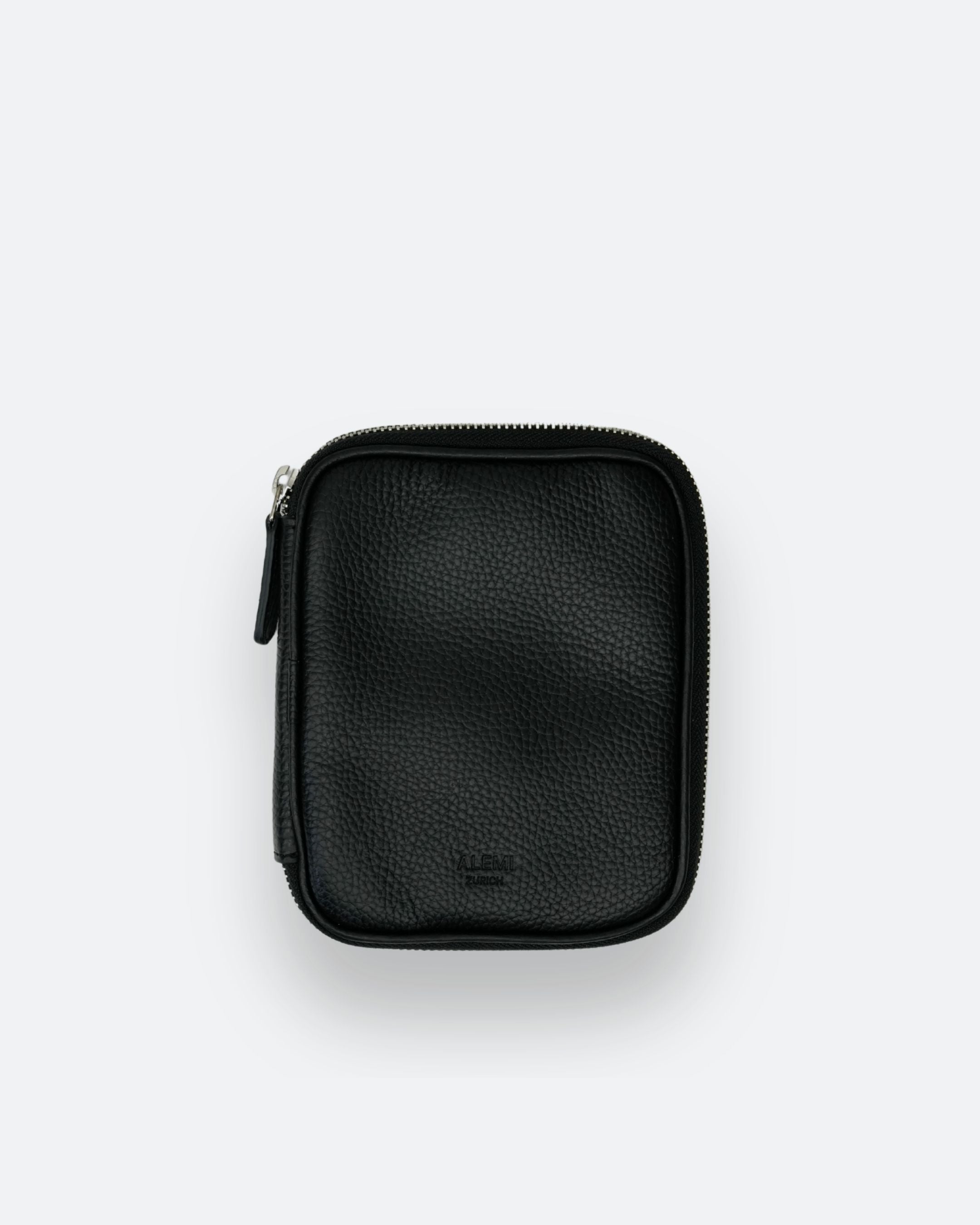 ALEMI Zurich | TECHNOPARK SMALL | Accessoires | Black with Silver Hardware | Soft Grain Leather | Front