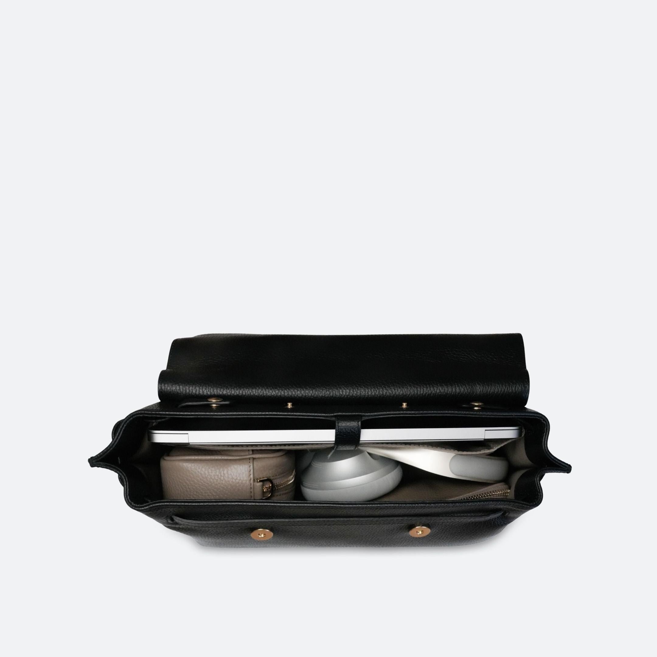 ALEMI Zurich | VIADUKT DAY | Laptop Bag | Black | Soft Grain Leather | Bag inside