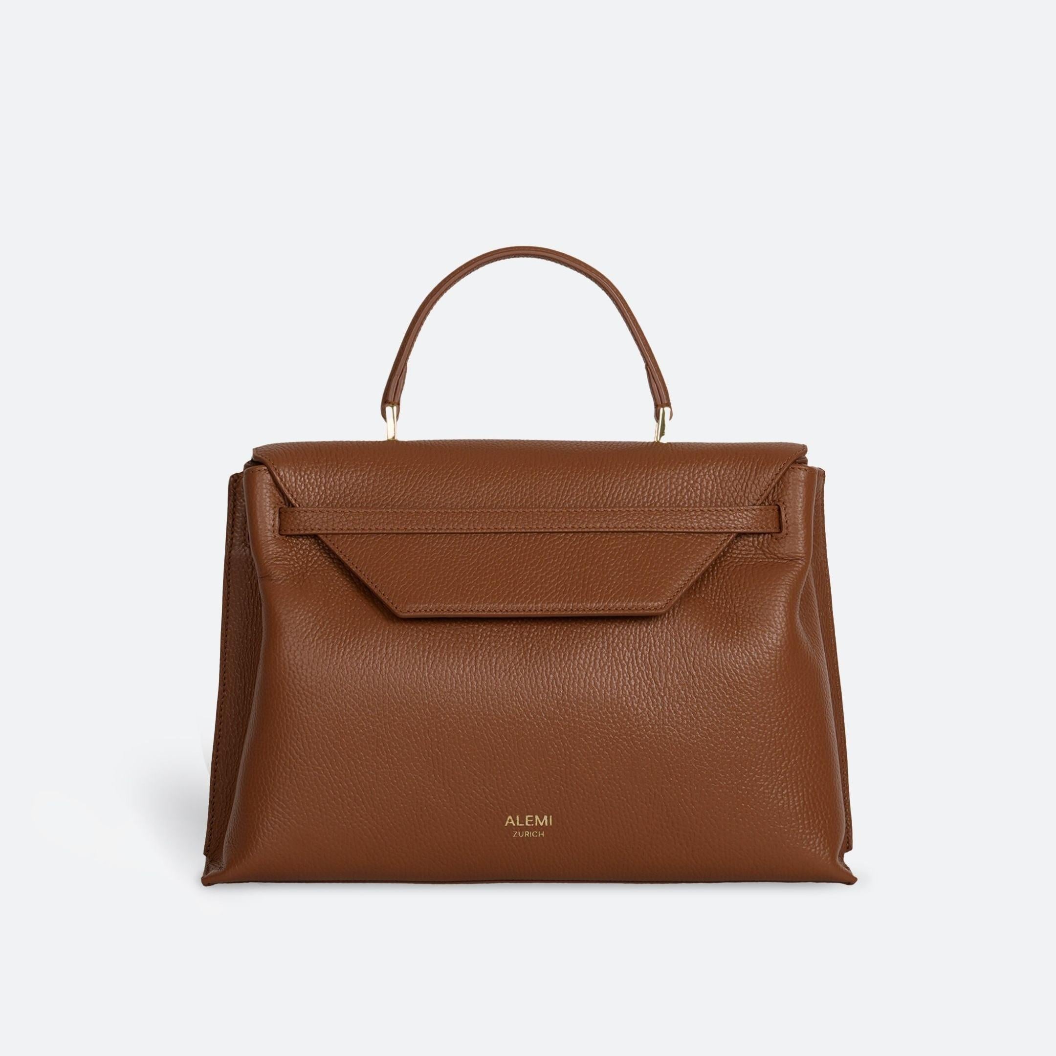 ALEMI Zurich | VIADUKT DAY | Laptop Bag | Cognac | Soft Grain Leather | Bag front