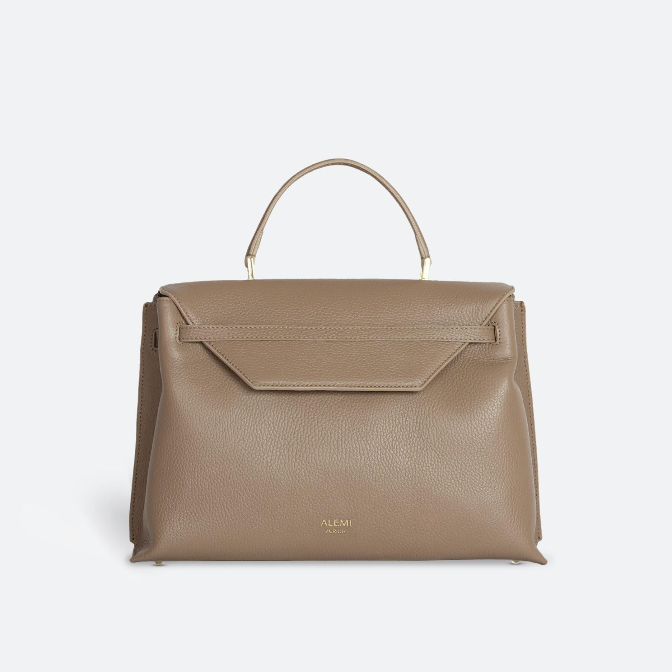 ALEMI Zurich | VIADUKT DAY | Laptop Bag | Greige | Soft Grain Leather | Bag front