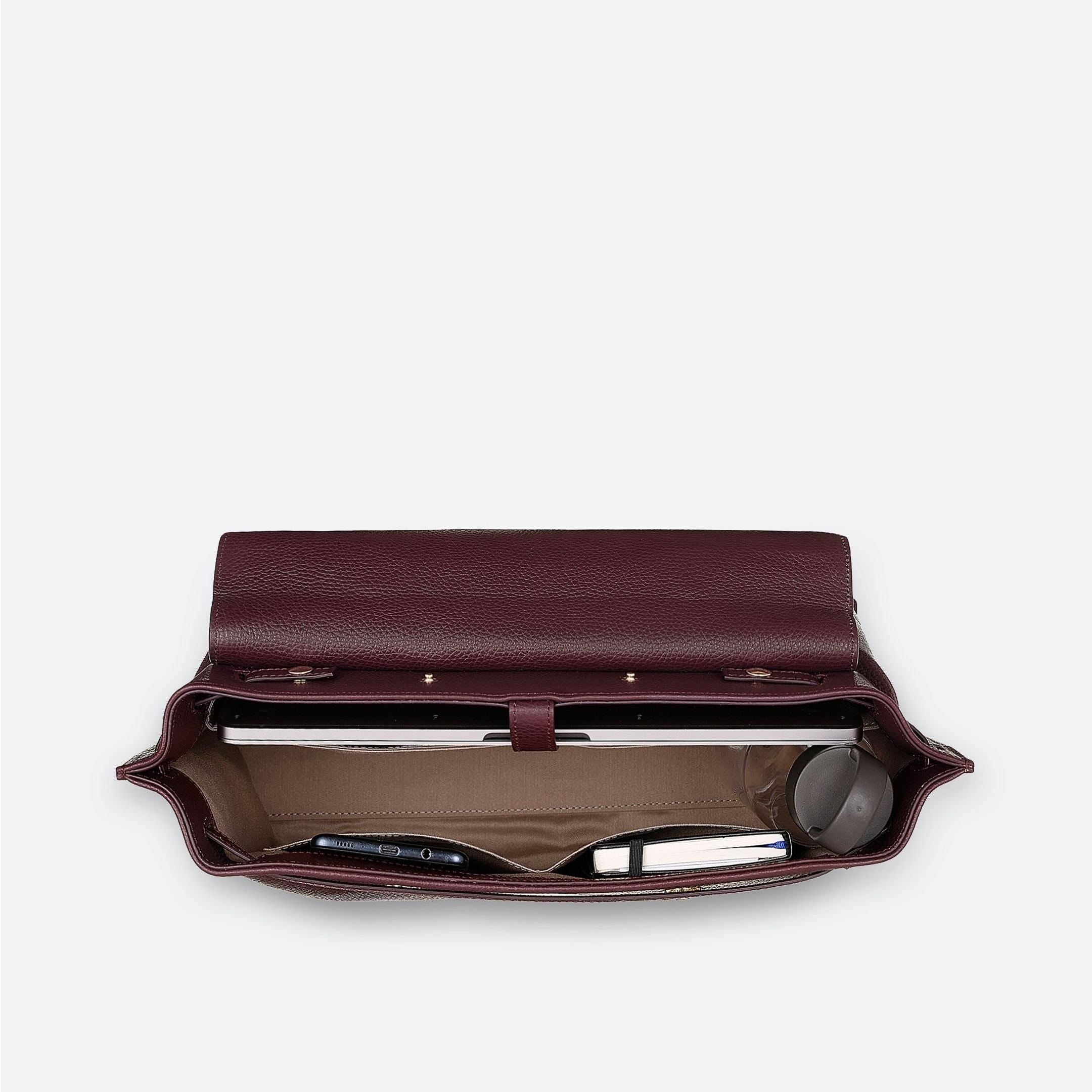ALEMI Zurich | VIADUKT DAY | Laptop Bag | Maroon Red | Soft Grain Leather | Bag inside