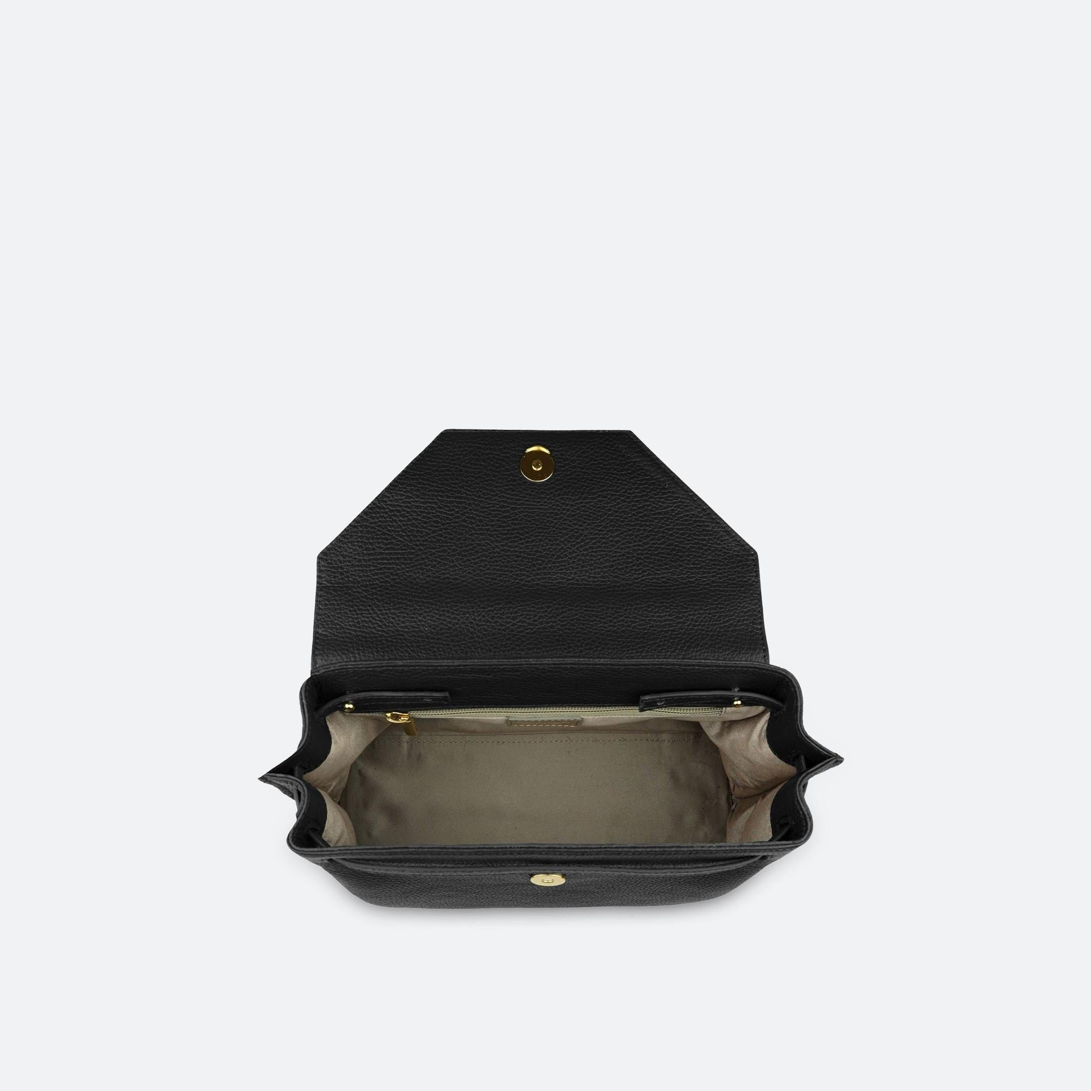 ALEMI Zurich | VIADUKT | Small Bag | Black | Soft Grain Leather | Bag inside
